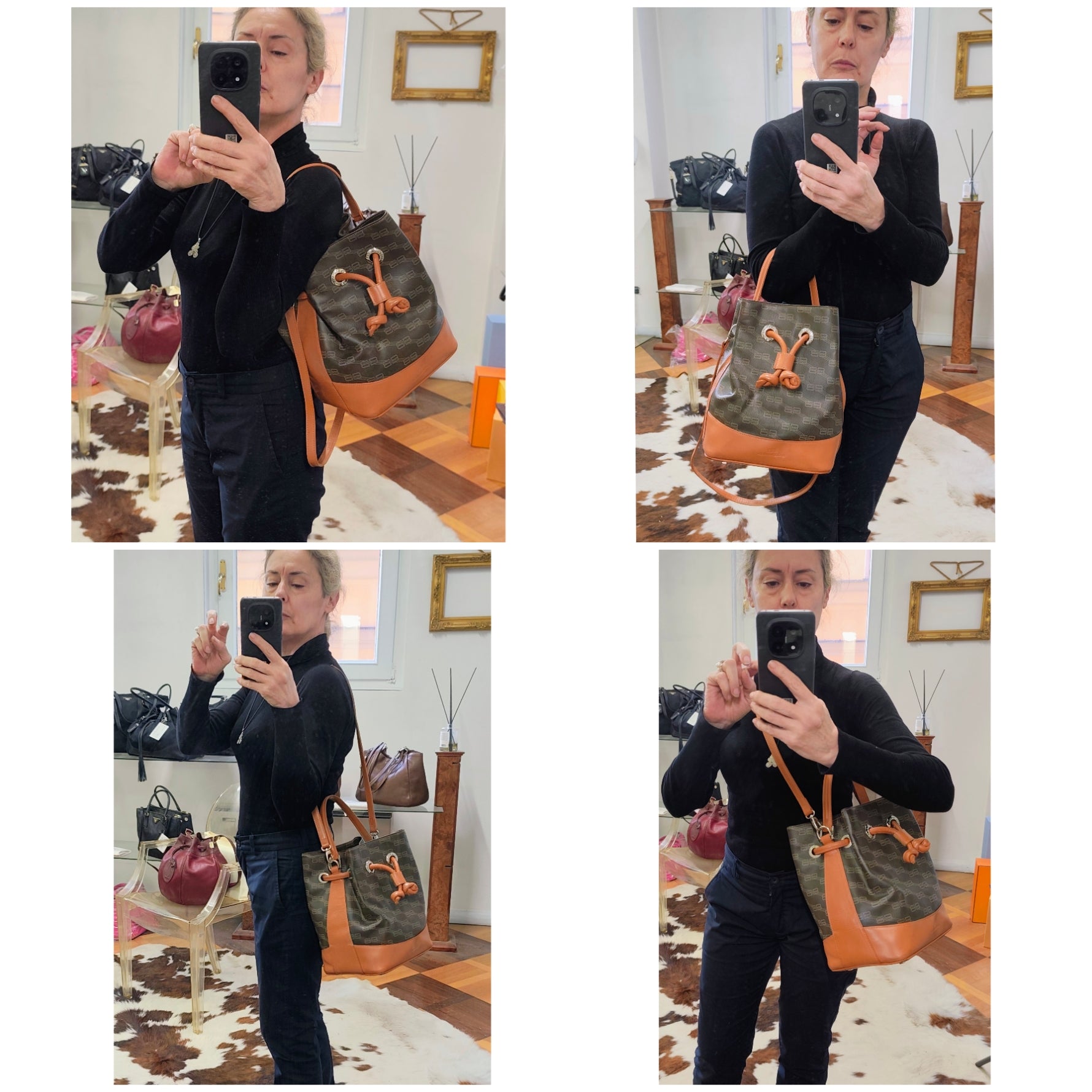 Balenciaga – Secchiello In Canvas Monogram e Pelle