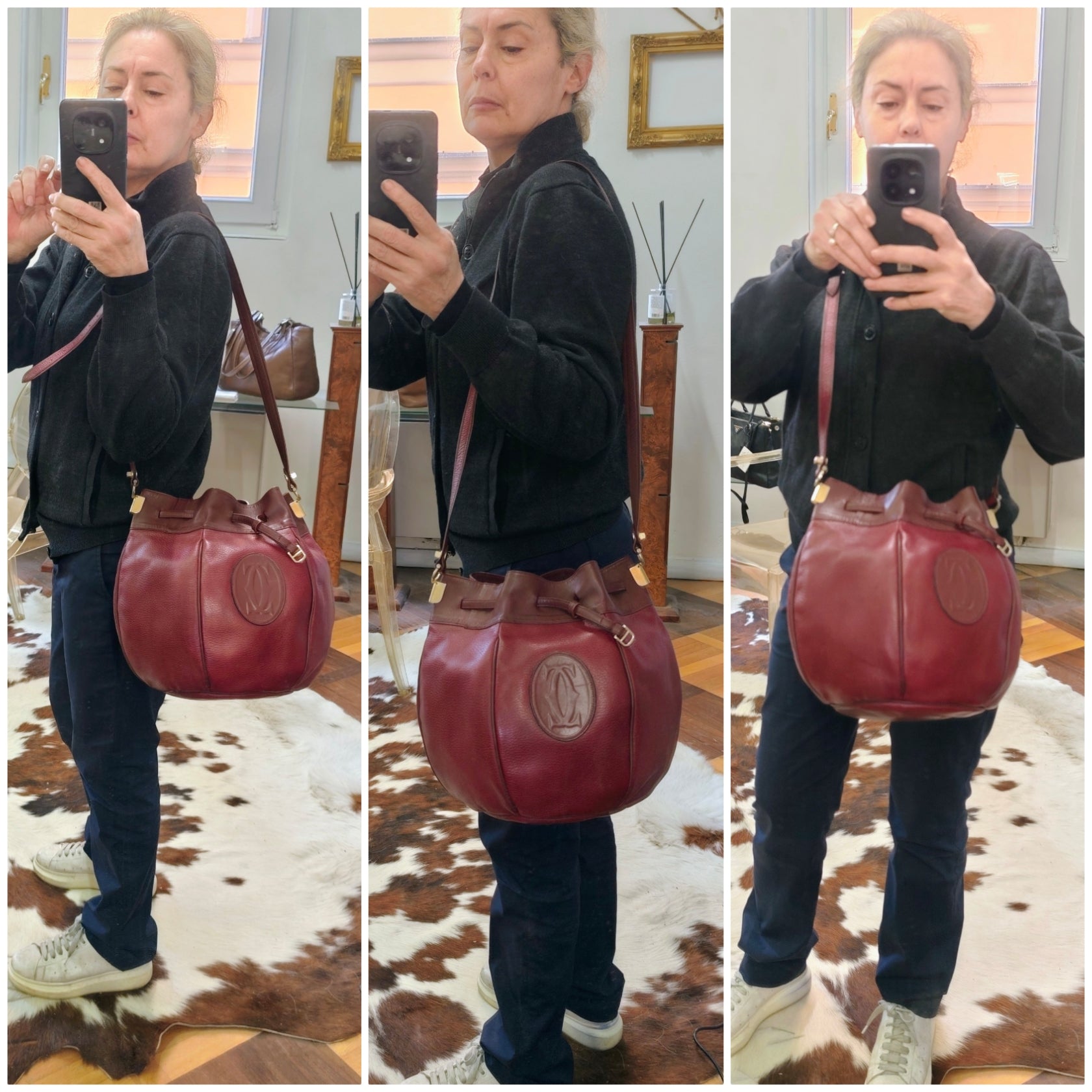 Cartier – Secchiello Bombato Pelle Doppia Bordeaux
