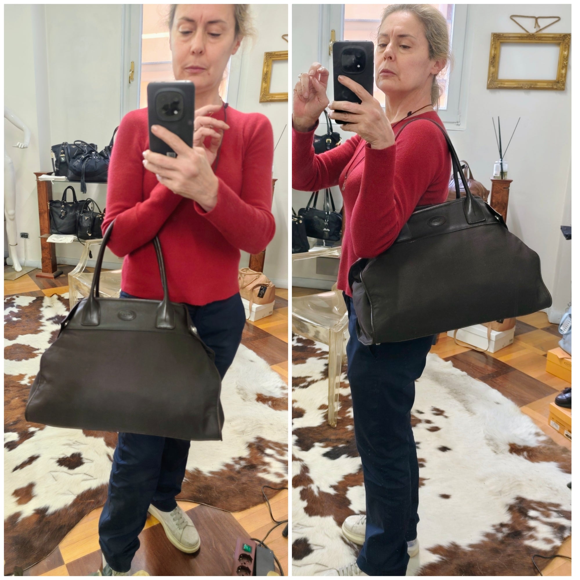 Tod’s – Borsa Shopper Grande Tessuto Tecnico e Pelle