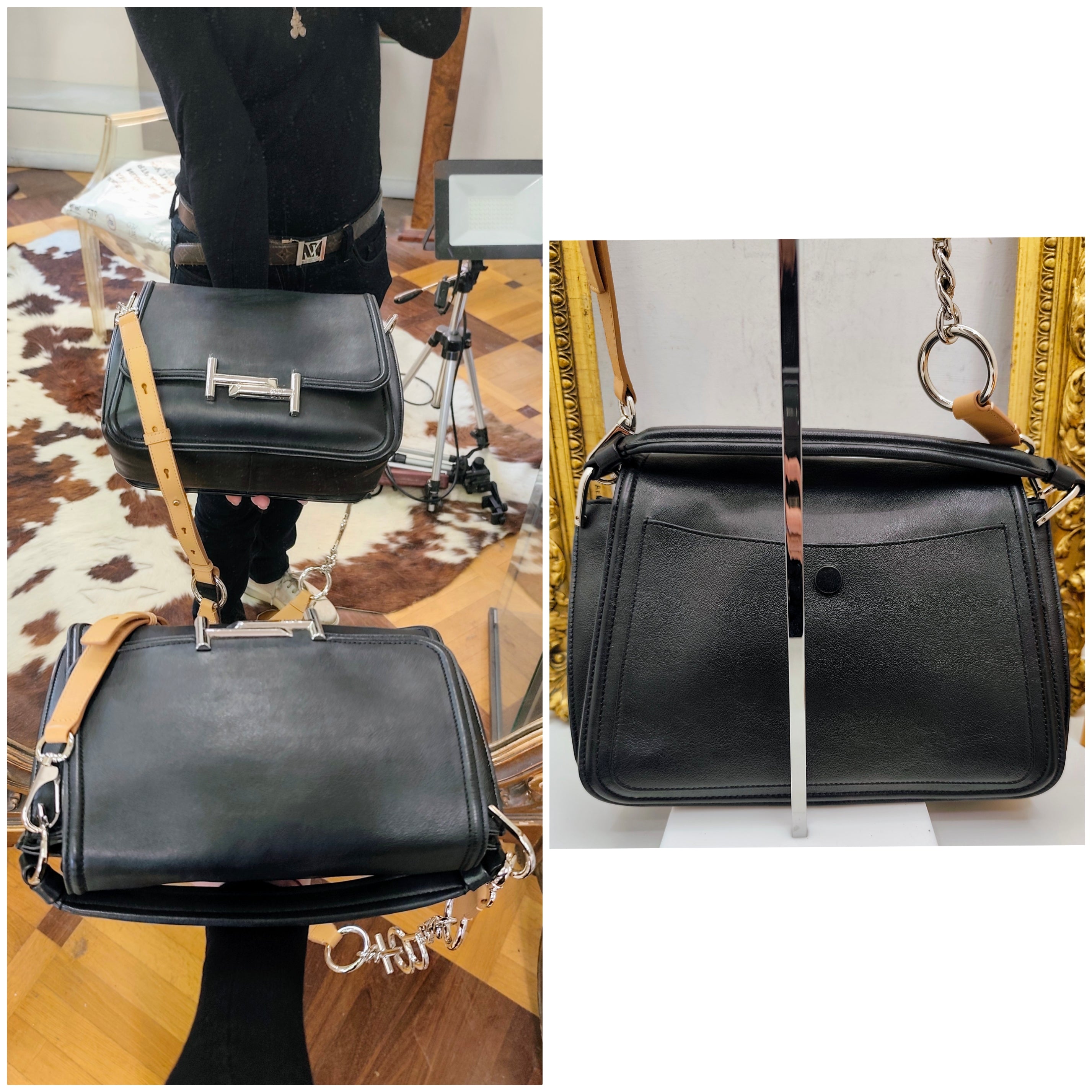 Tod’s – Borsa Tote "Double T" in Pelle Nera con tracolla