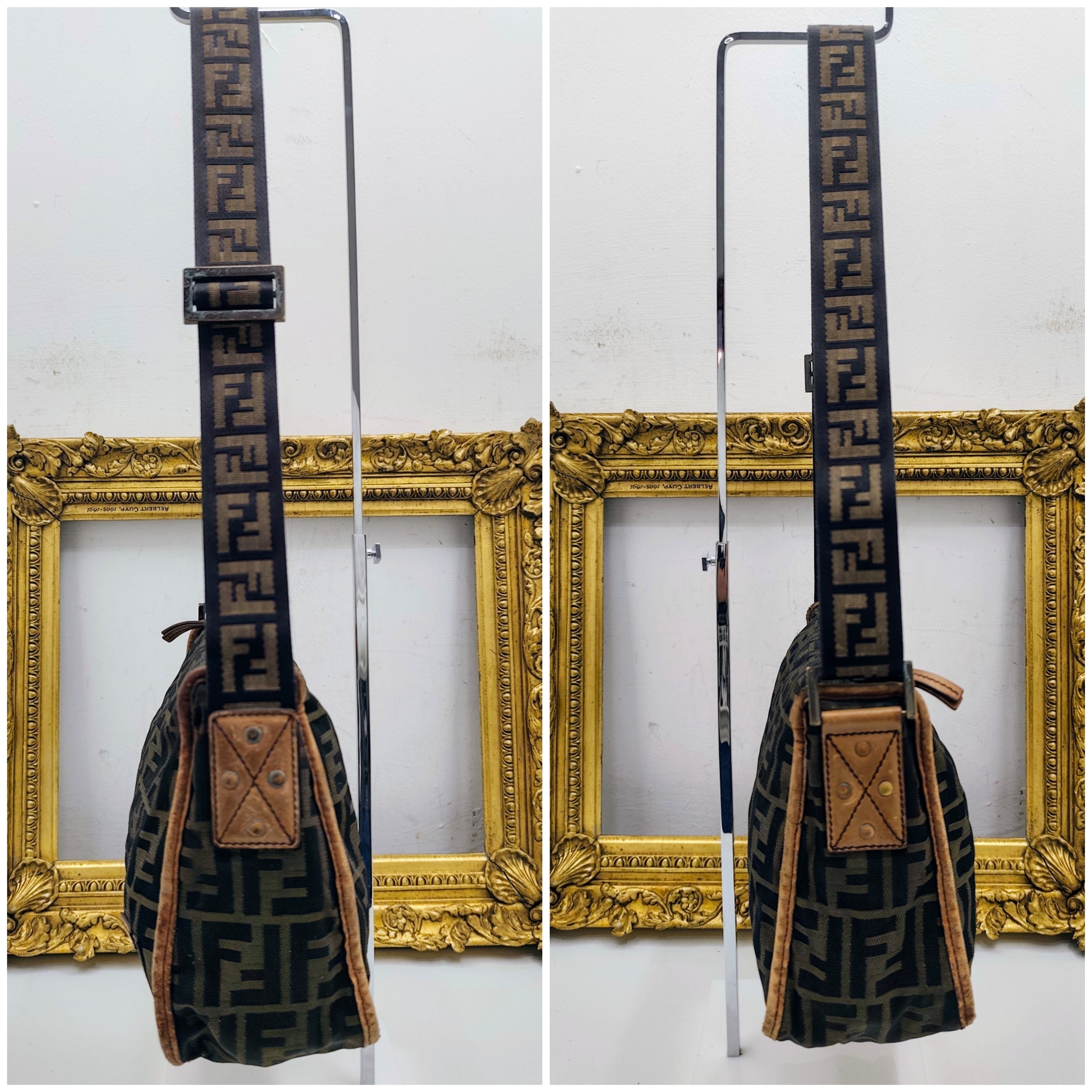 Fendi – Camera Bag Postina in Tessuto Zucca Marrone Vintage