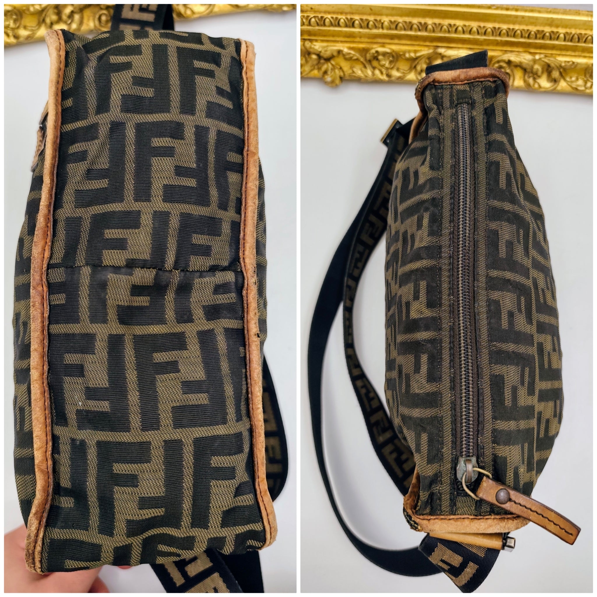Fendi – Camera Bag Postina in Tessuto Zucca Marrone Vintage