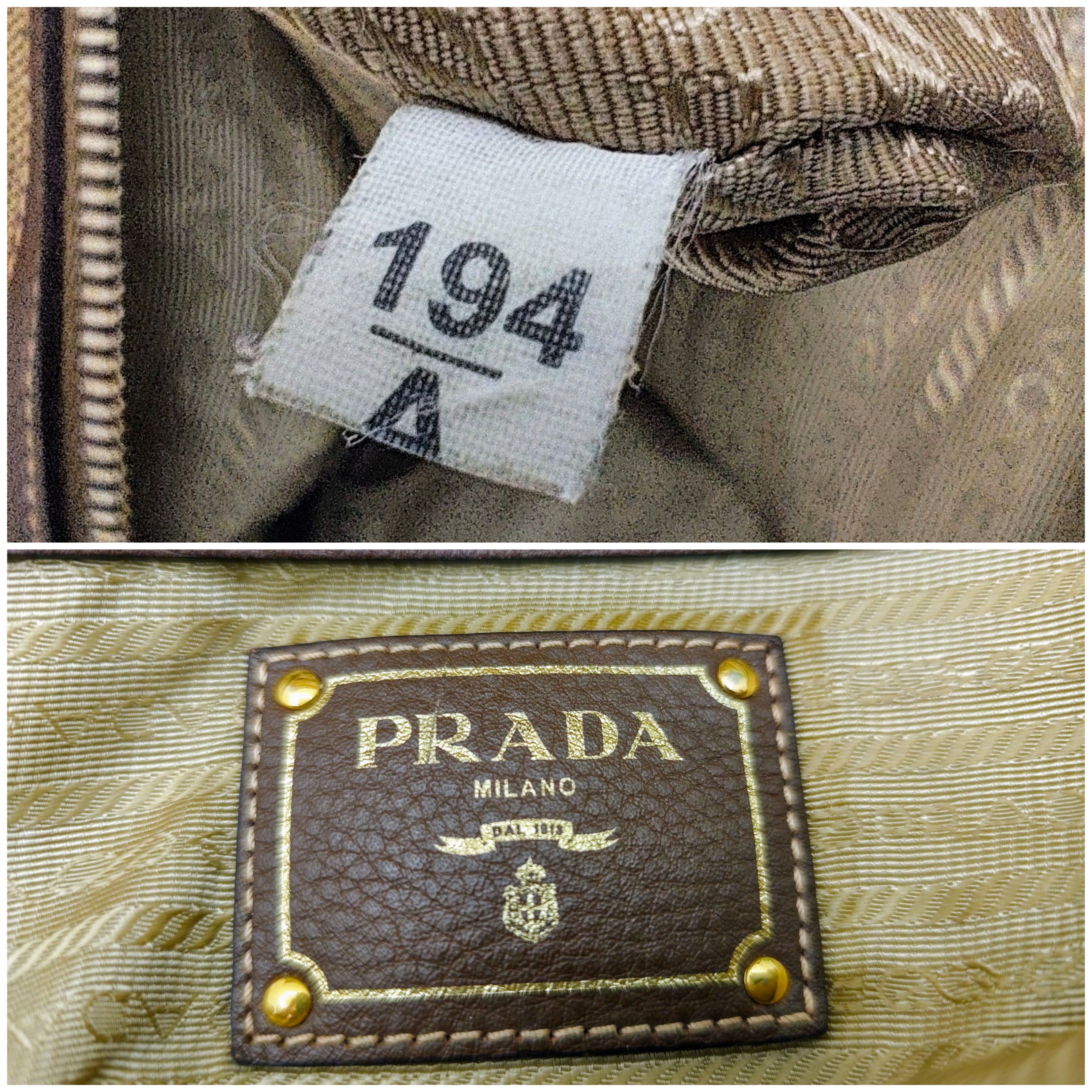 Prada - Shopper Tote Bag in Tessuto Jacquard Beige e Inserti in Pelle