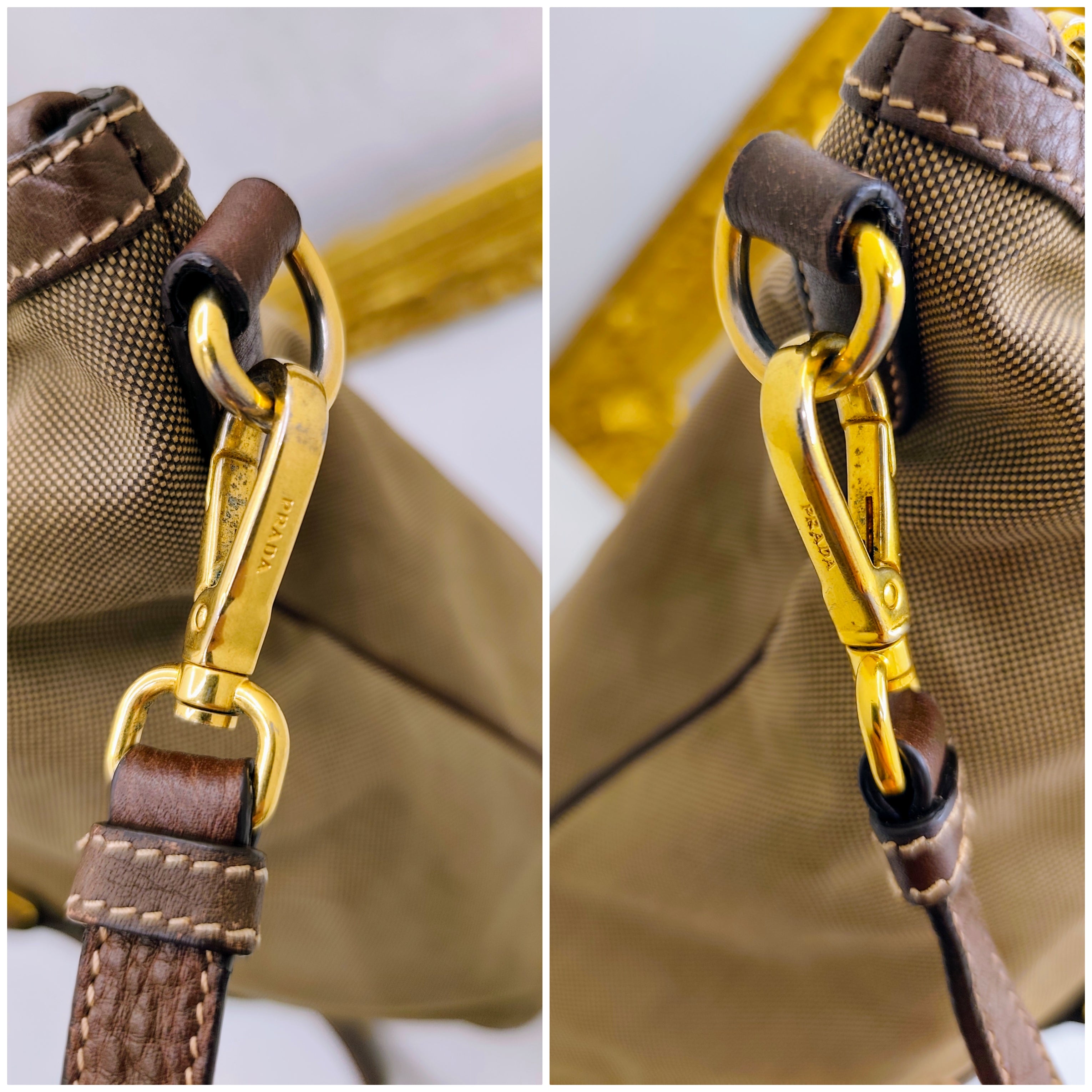 Prada - Shopper Tote Bag in Tessuto Jacquard Beige e Inserti in Pelle