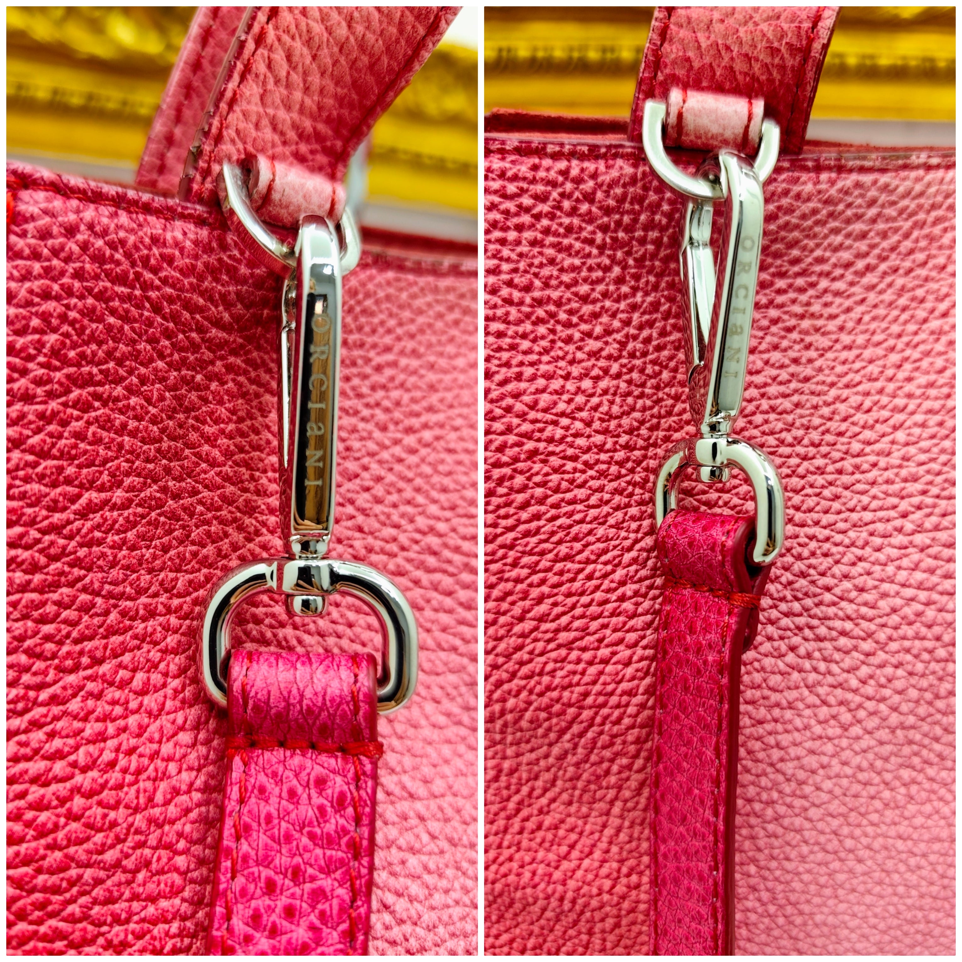 Orciani – Borsa "Fan" a Mano con Tracolla in Pelle Rosa Melange