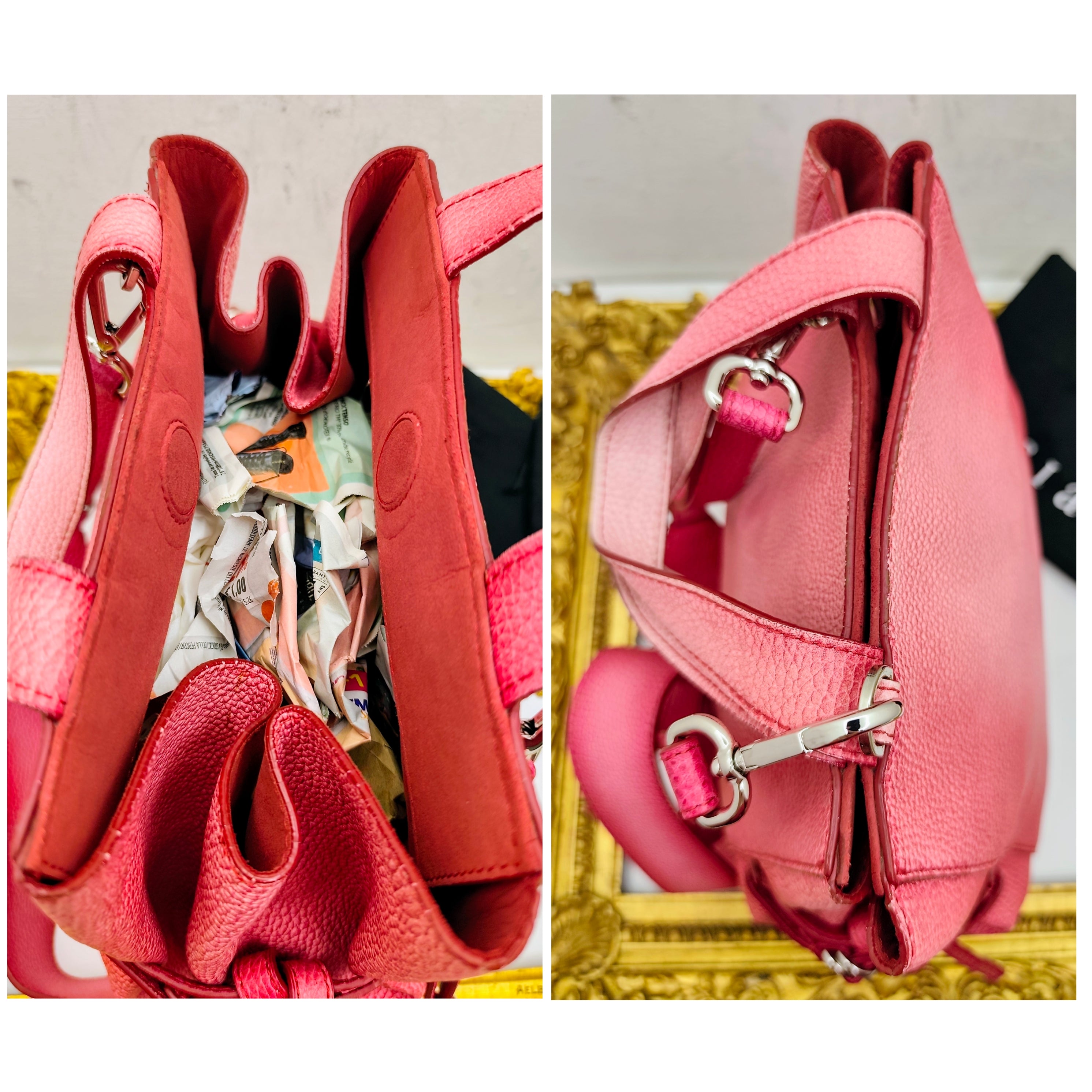 Orciani – Borsa "Fan" a Mano con Tracolla in Pelle Rosa Melange
