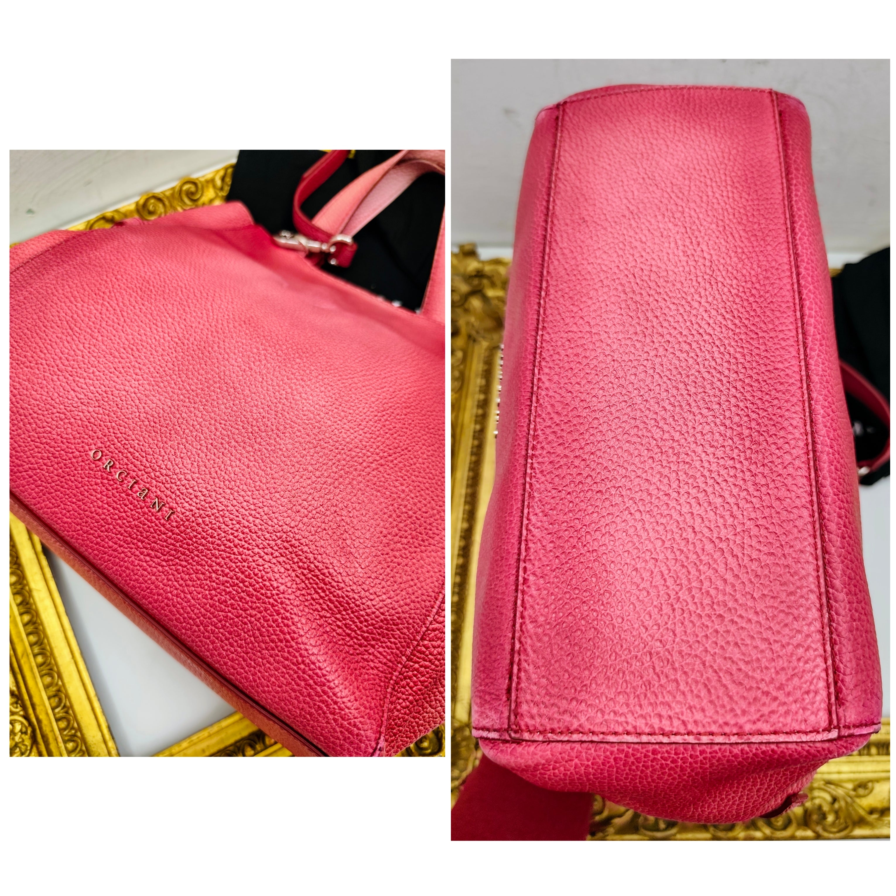 Orciani – Borsa "Fan" a Mano con Tracolla in Pelle Rosa Melange