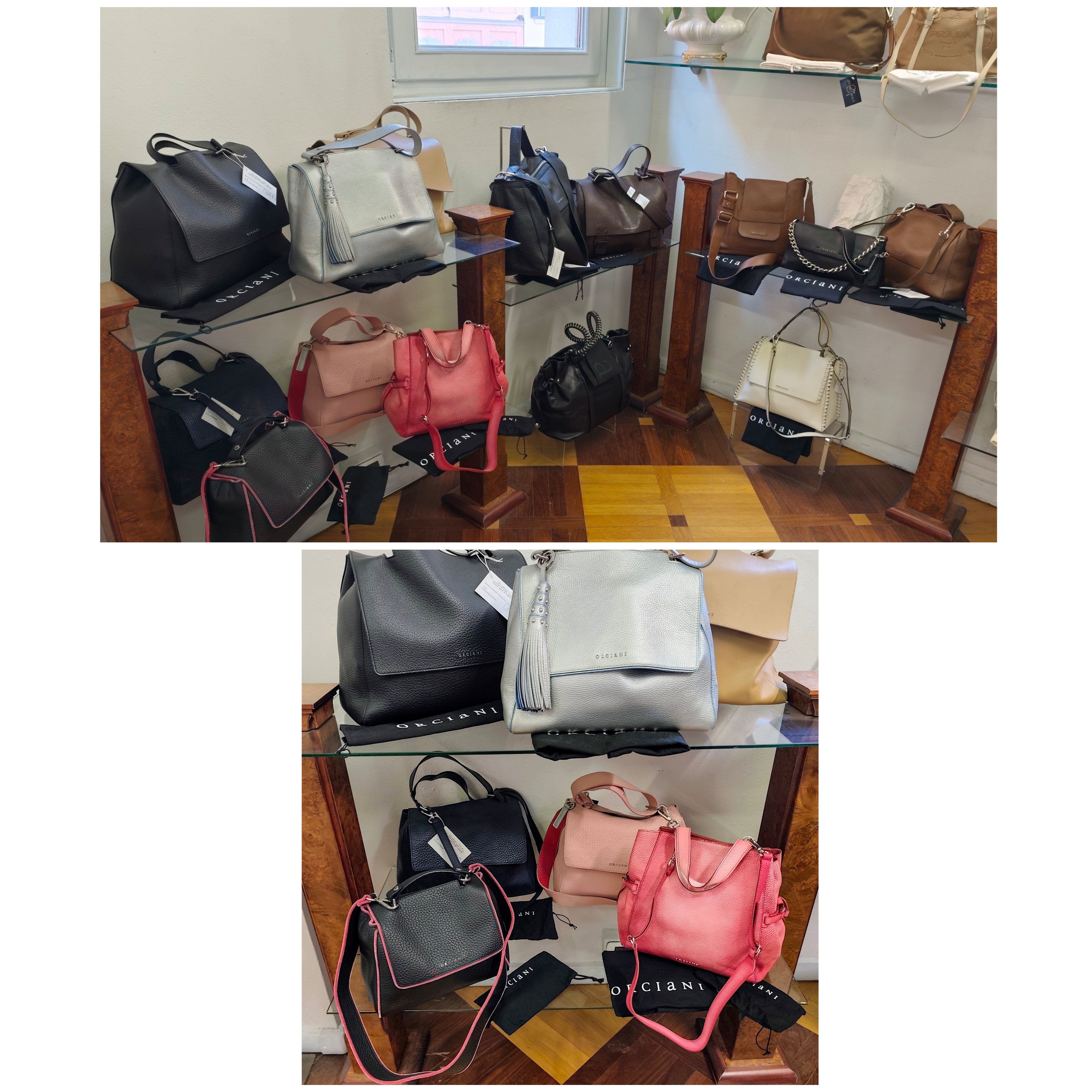 Orciani – Borsa "Fan" a Mano con Tracolla in Pelle Rosa Melange