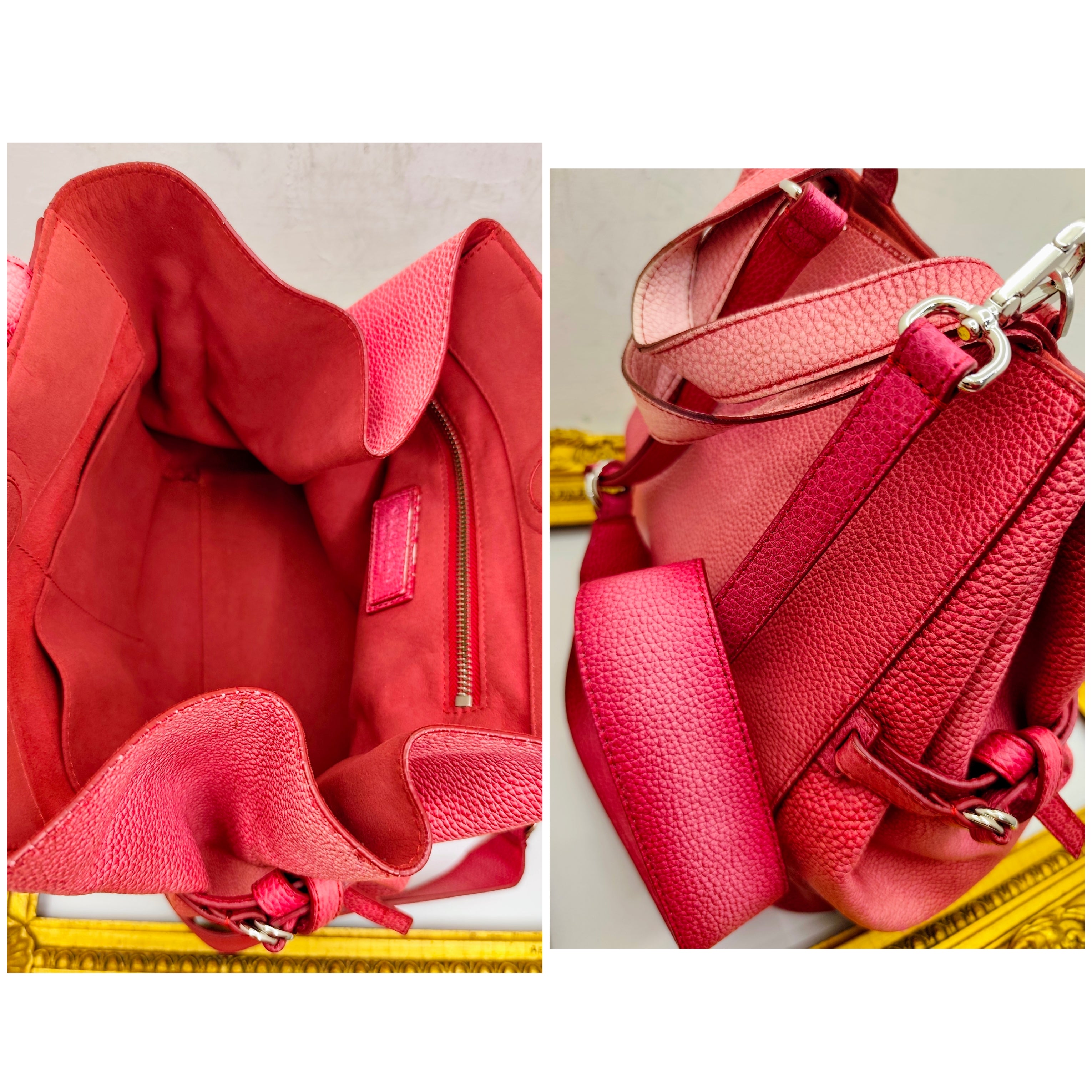 Orciani – Borsa "Fan" a Mano con Tracolla in Pelle Rosa Melange