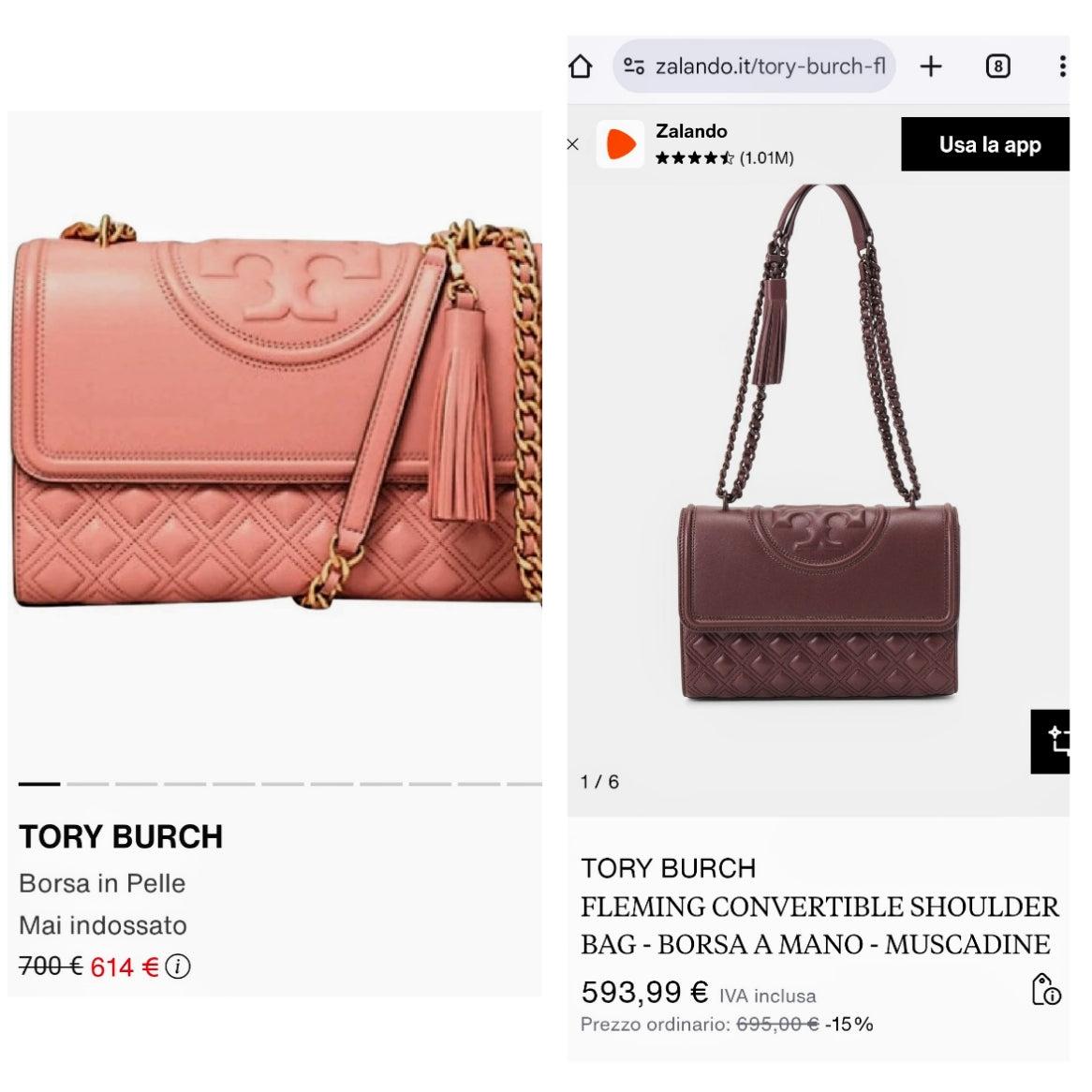 Tory Burch – Borsa Fleming in Pelle a Spalla con Tracolla