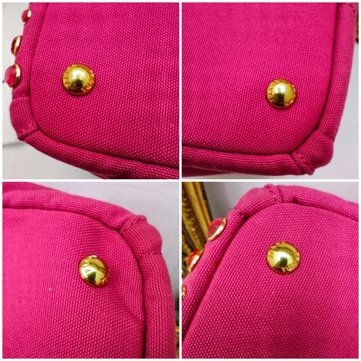 Prada – Tote Bag Shopping Canapa Tela Denim Rosa con Zirconi