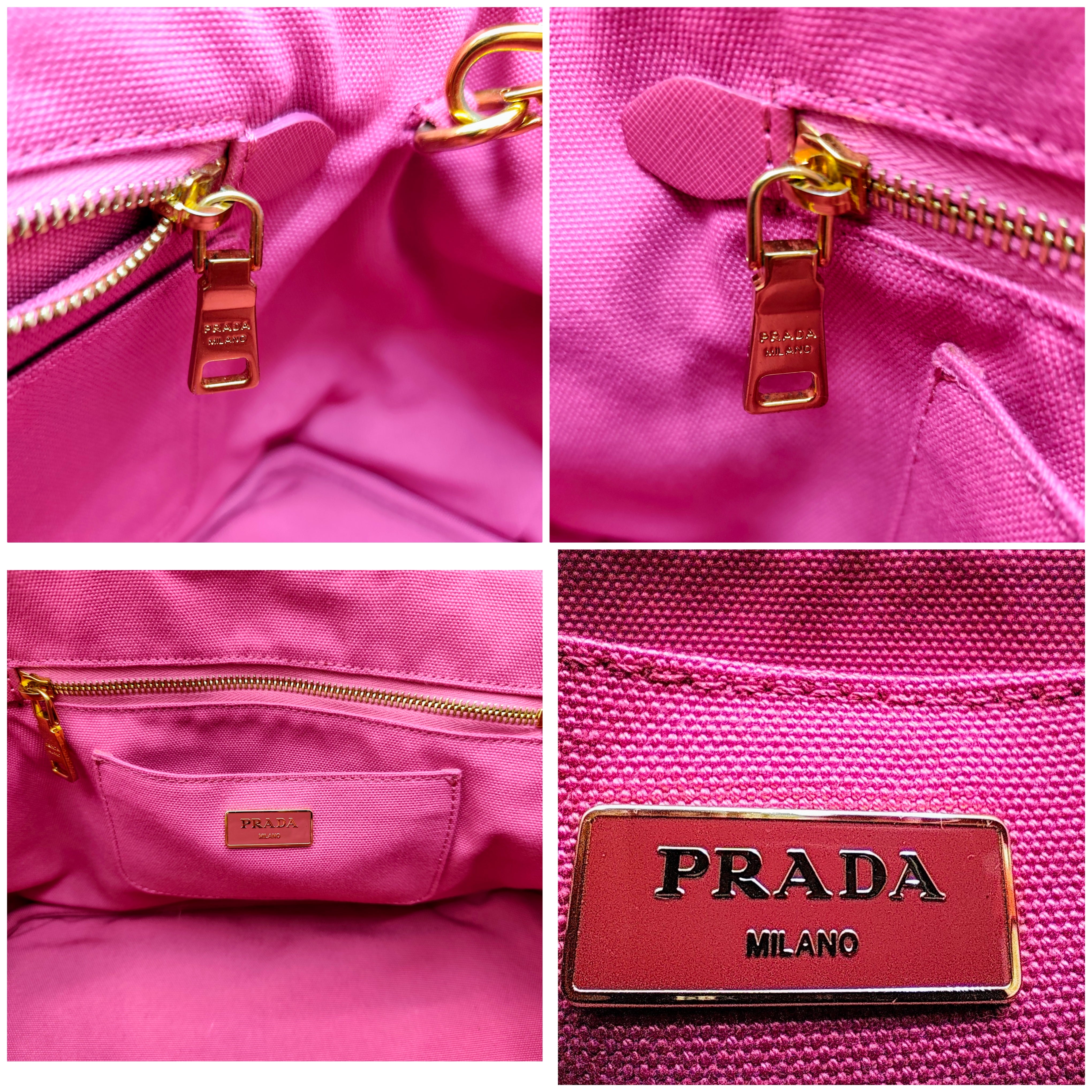 Prada – Tote Bag Shopping Canapa Tela Denim Rosa con Zirconi