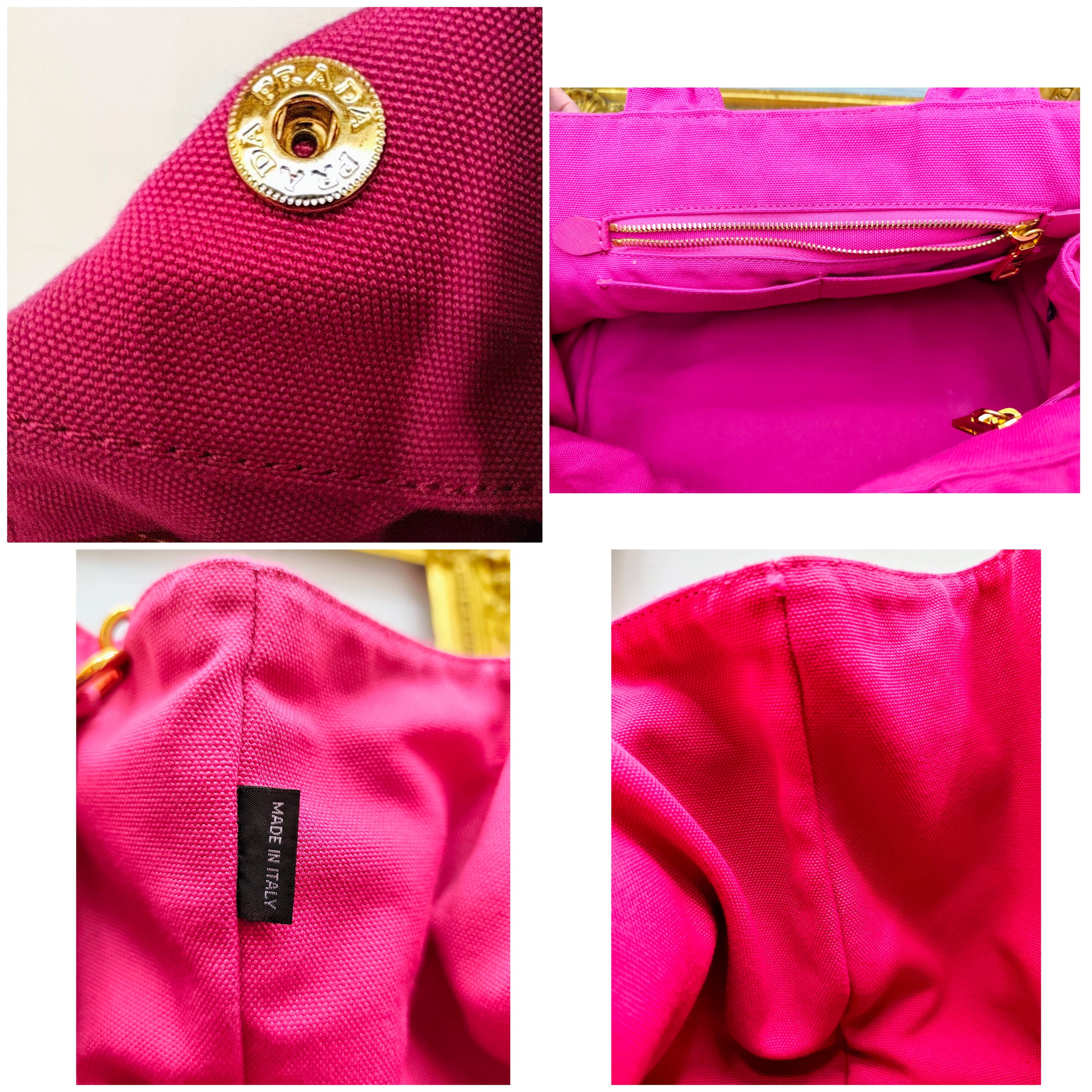 Prada – Tote Bag Shopping Canapa Tela Denim Rosa con Zirconi