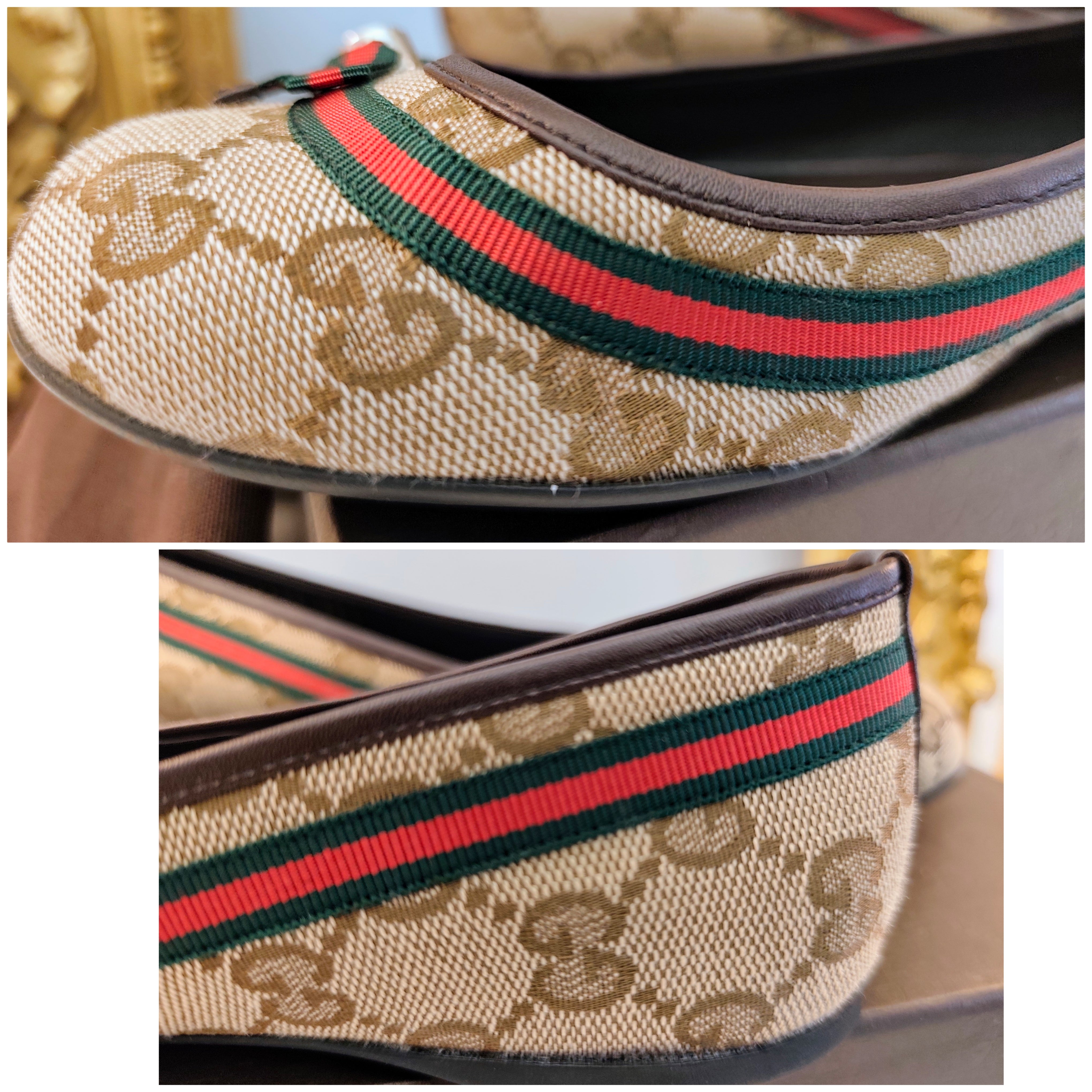 Gucci – Ballerine Tessuto “GG” e Fascia Web con Fiocco e Charm