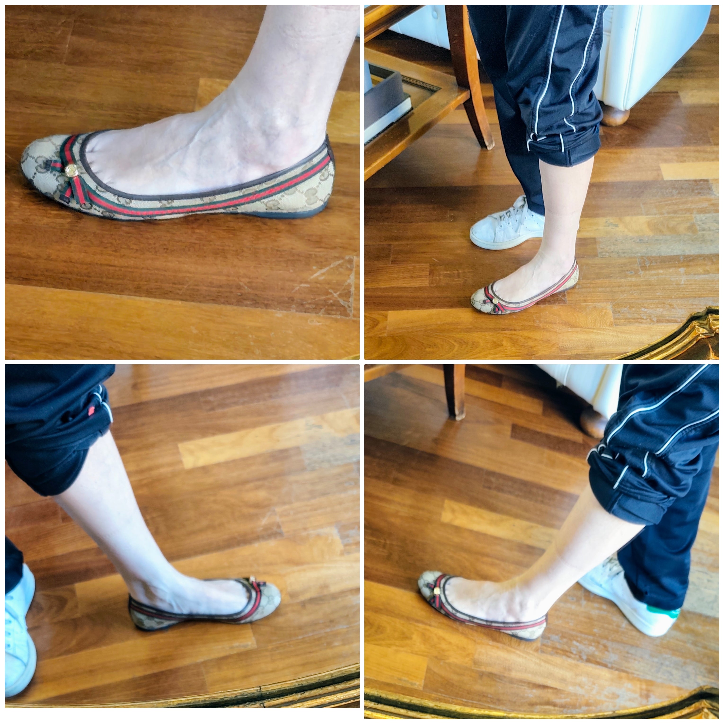 Gucci – Ballerine Tessuto “GG” e Fascia Web con Fiocco e Charm