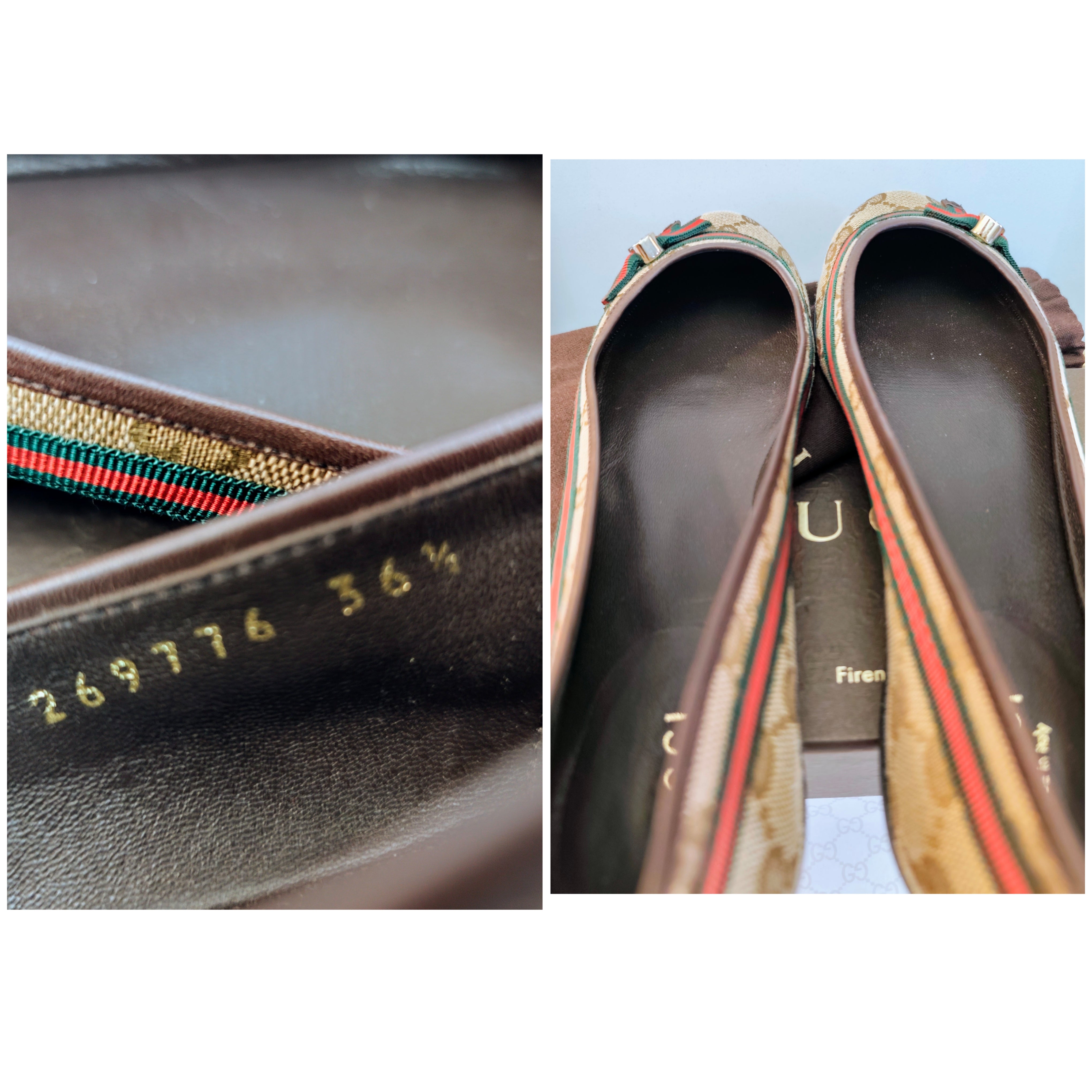 Gucci – Ballerine Tessuto “GG” e Fascia Web con Fiocco e Charm