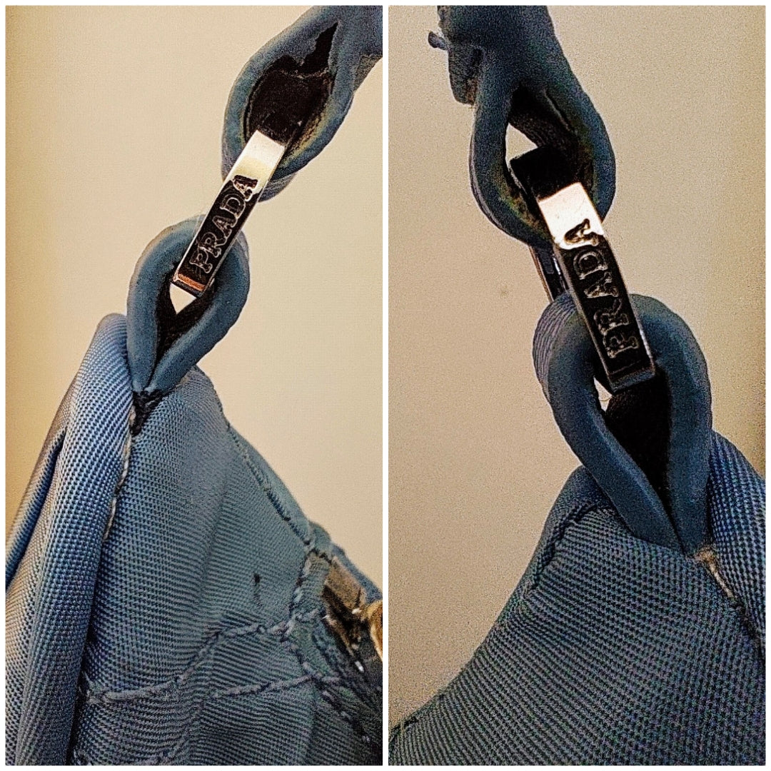 PRADA – Borsa Hobo Re-Edition 2005 Re-Nylon goffrato azzurro