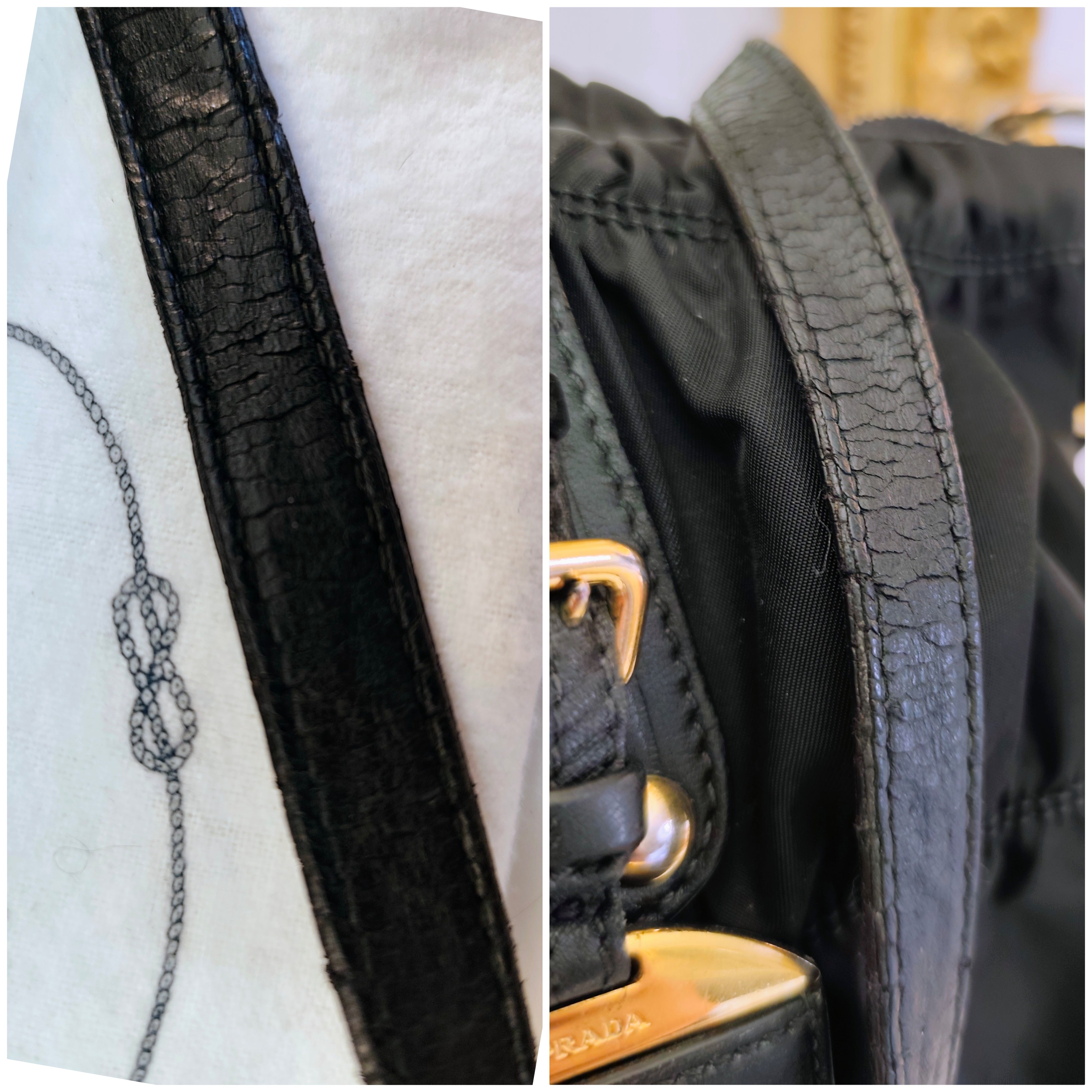 Prada - Shopper Tote Bag in Nylon Goffrato e Pelle Nera Full Set