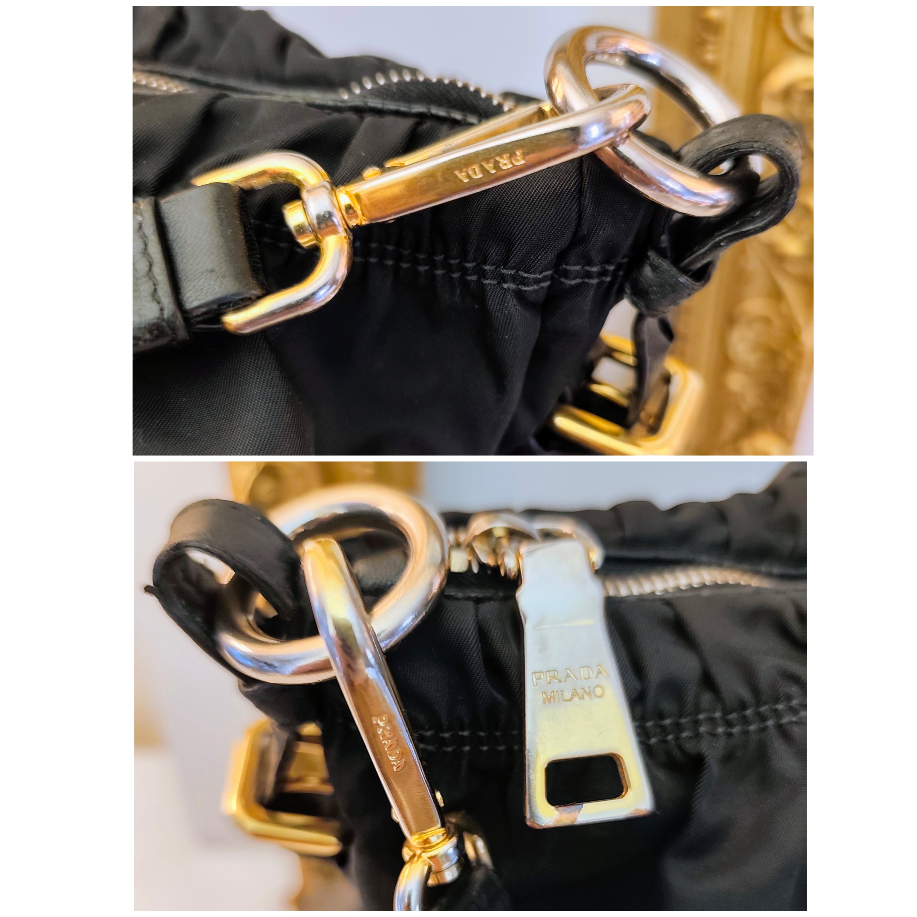 Prada - Shopper Tote Bag in Nylon Goffrato e Pelle Nera Full Set