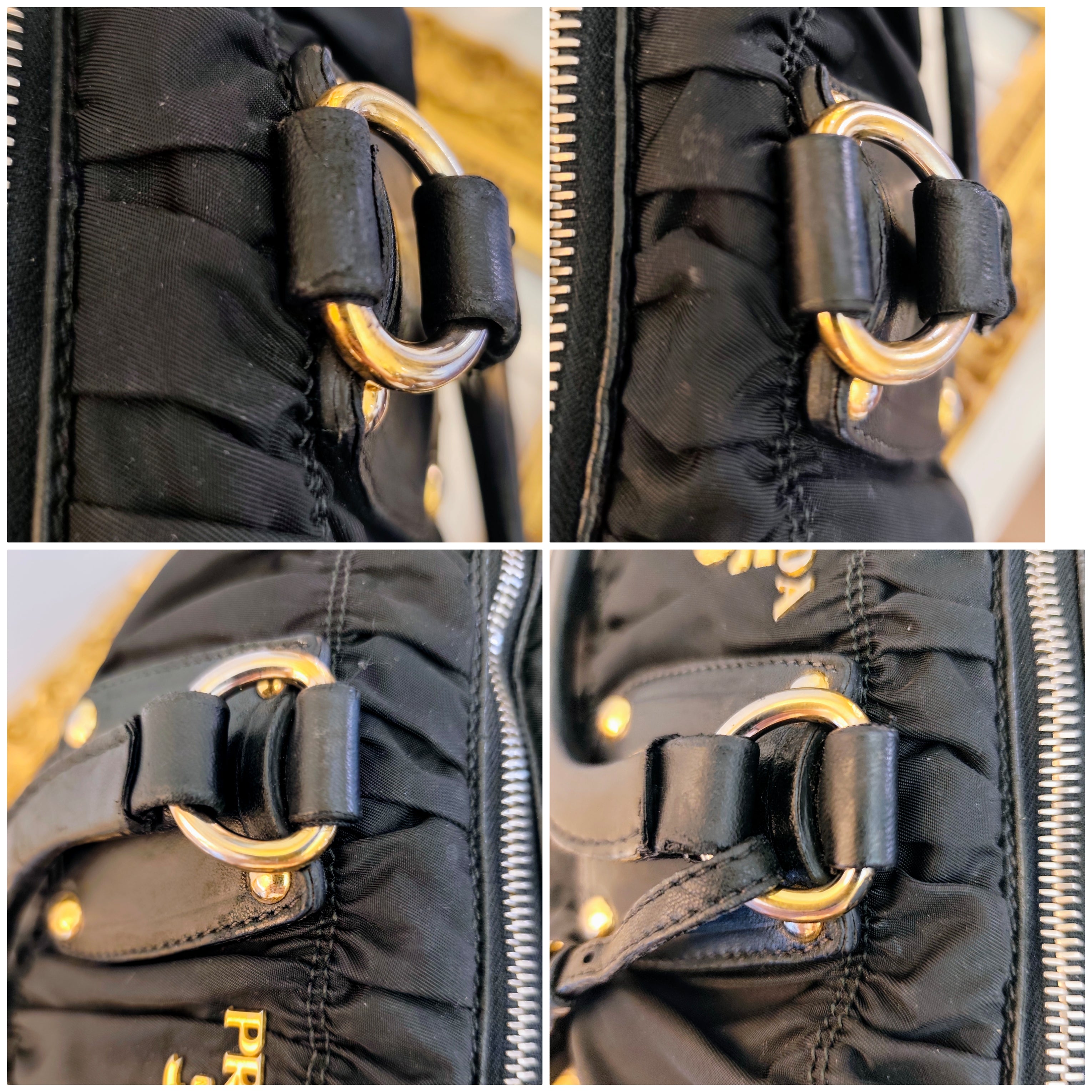 Prada - Shopper Tote Bag in Nylon Goffrato e Pelle Nera Full Set