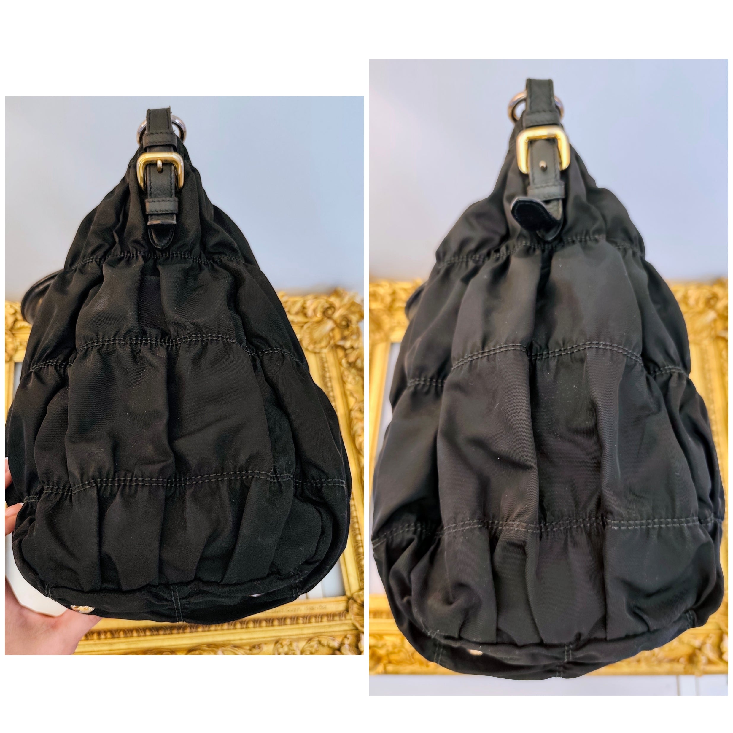 Prada - Shopper Tote Bag in Nylon Goffrato e Pelle Nera Full Set
