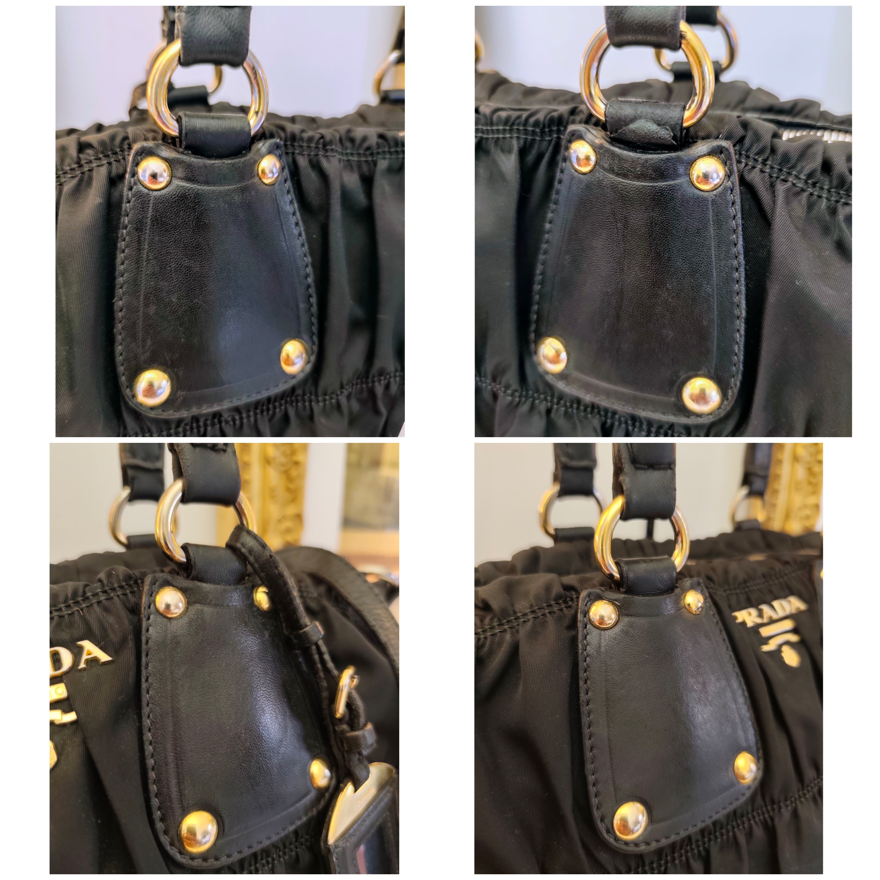 Prada - Shopper Tote Bag in Nylon Goffrato e Pelle Nera Full Set