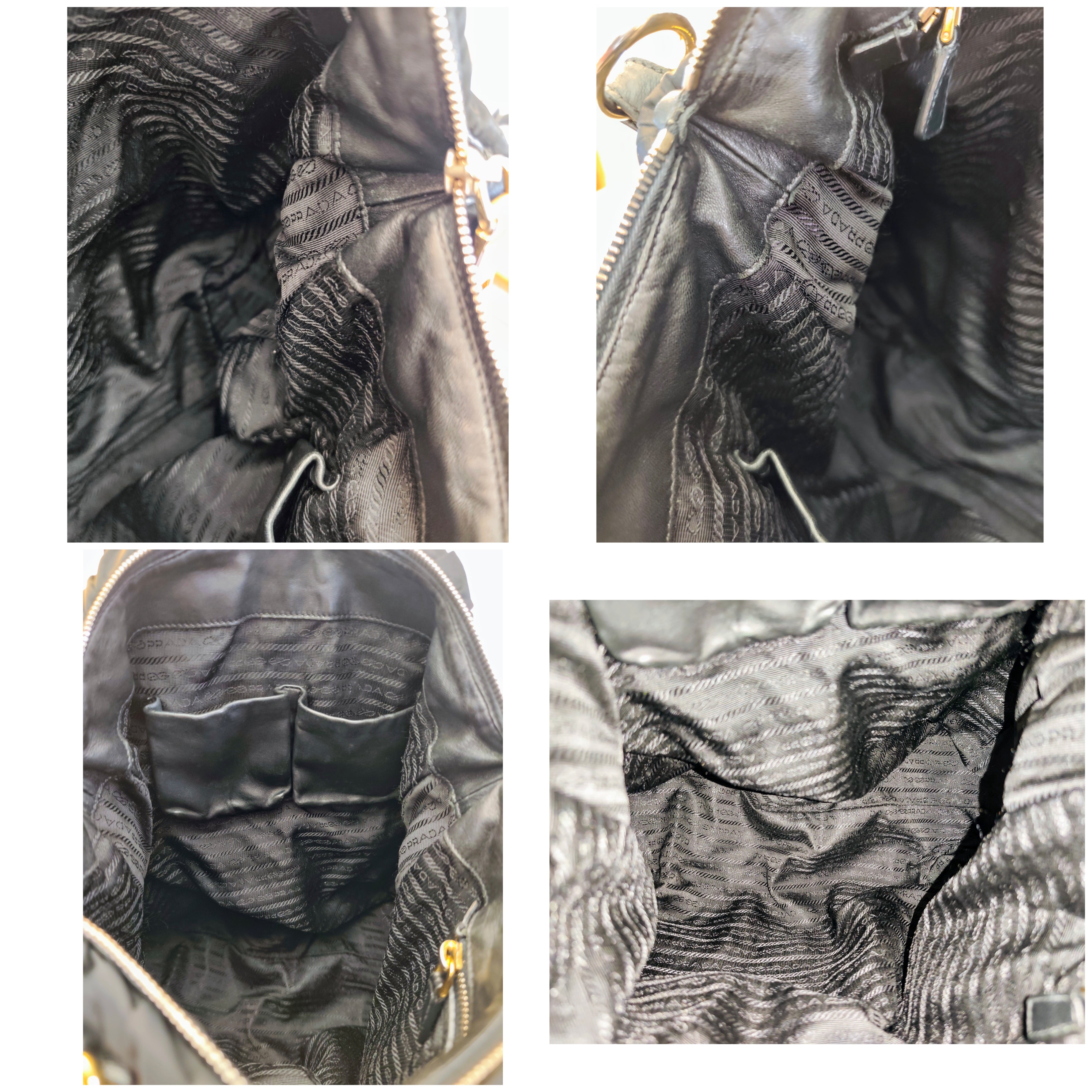 Prada - Shopper Tote Bag in Nylon Goffrato e Pelle Nera Full Set