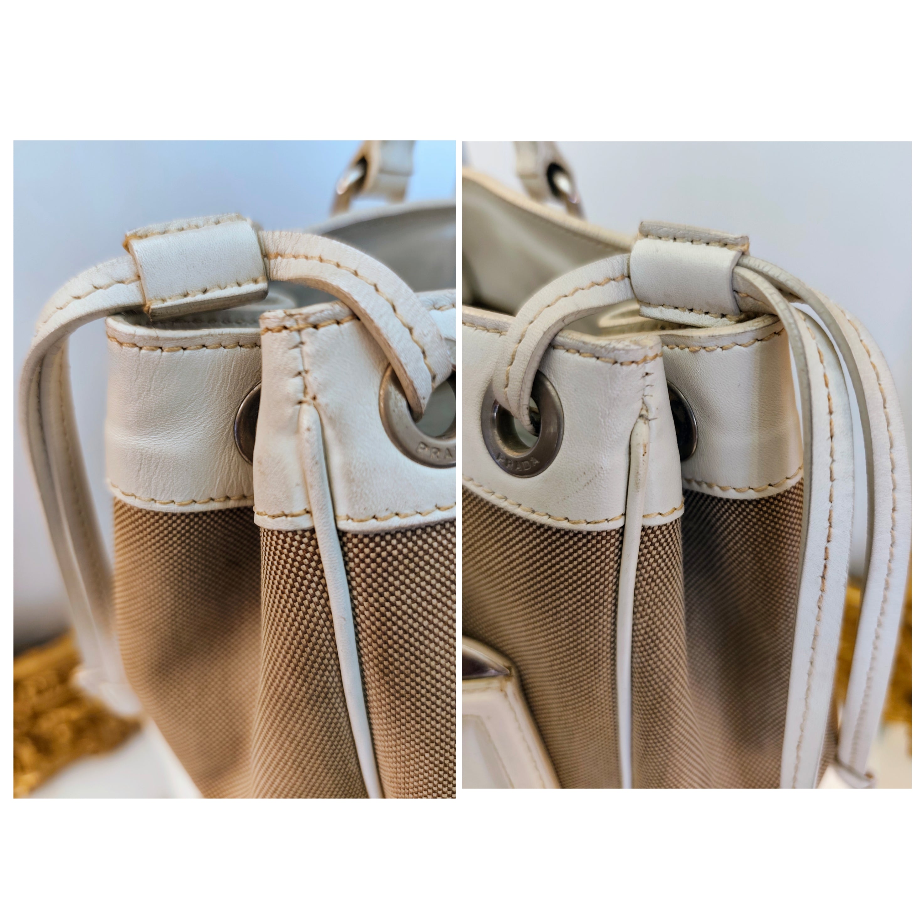 Prada - Tote Bag a Spalla Jacquard Tessuto e pelle