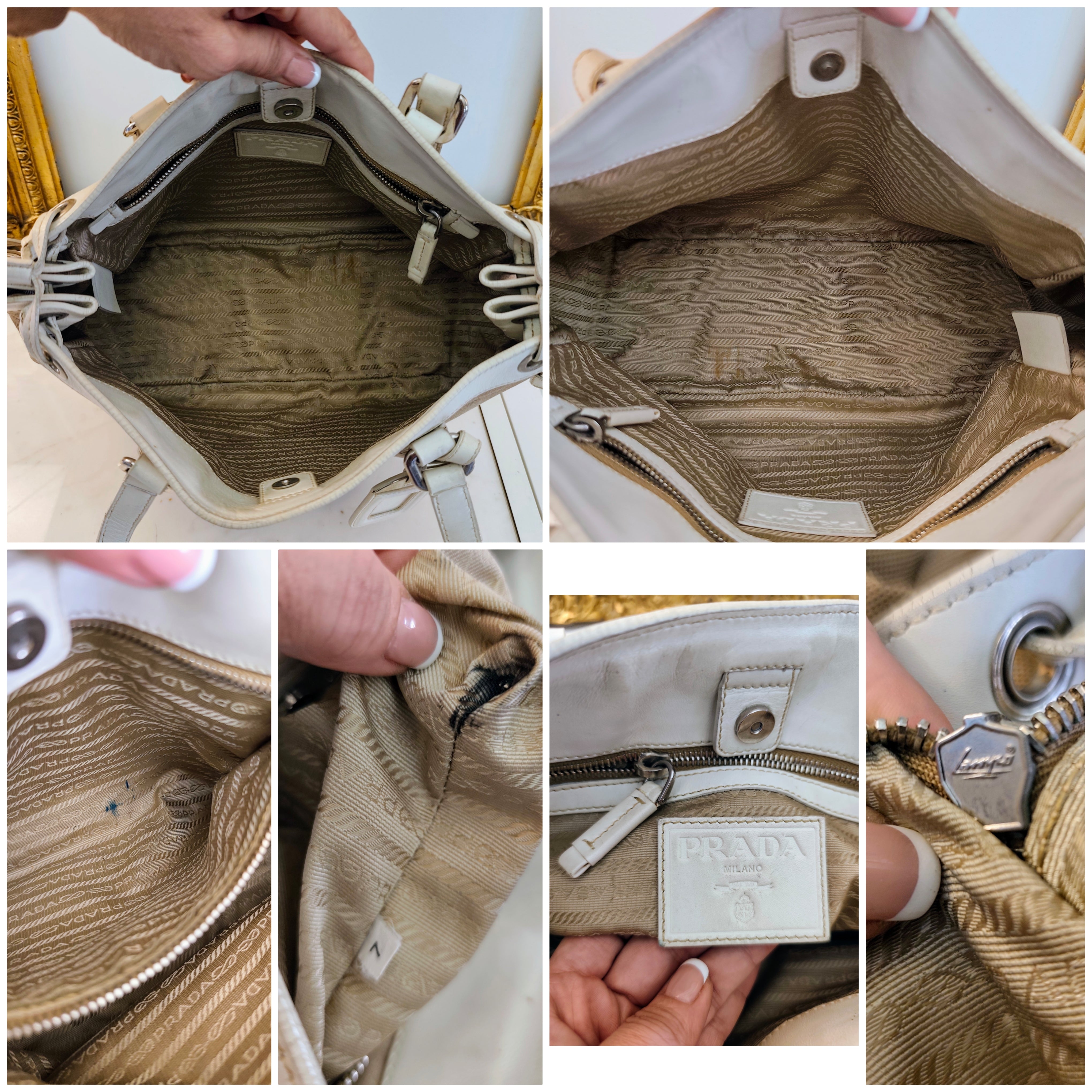 Prada - Tote Bag a Spalla Jacquard Tessuto e pelle