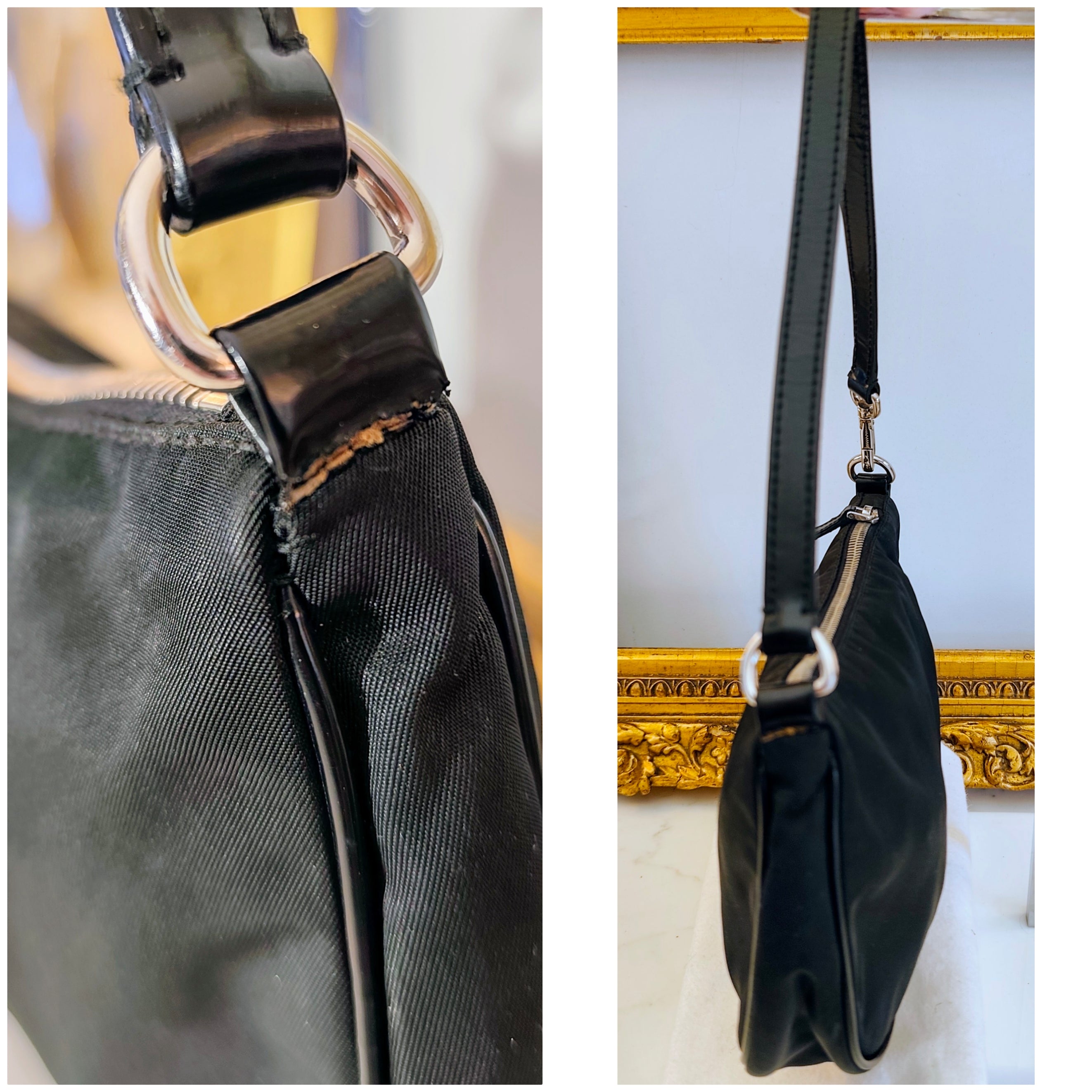 Prada – Mini Borsa a Spalla in Re-Nylon Nero Logo Jacquard
