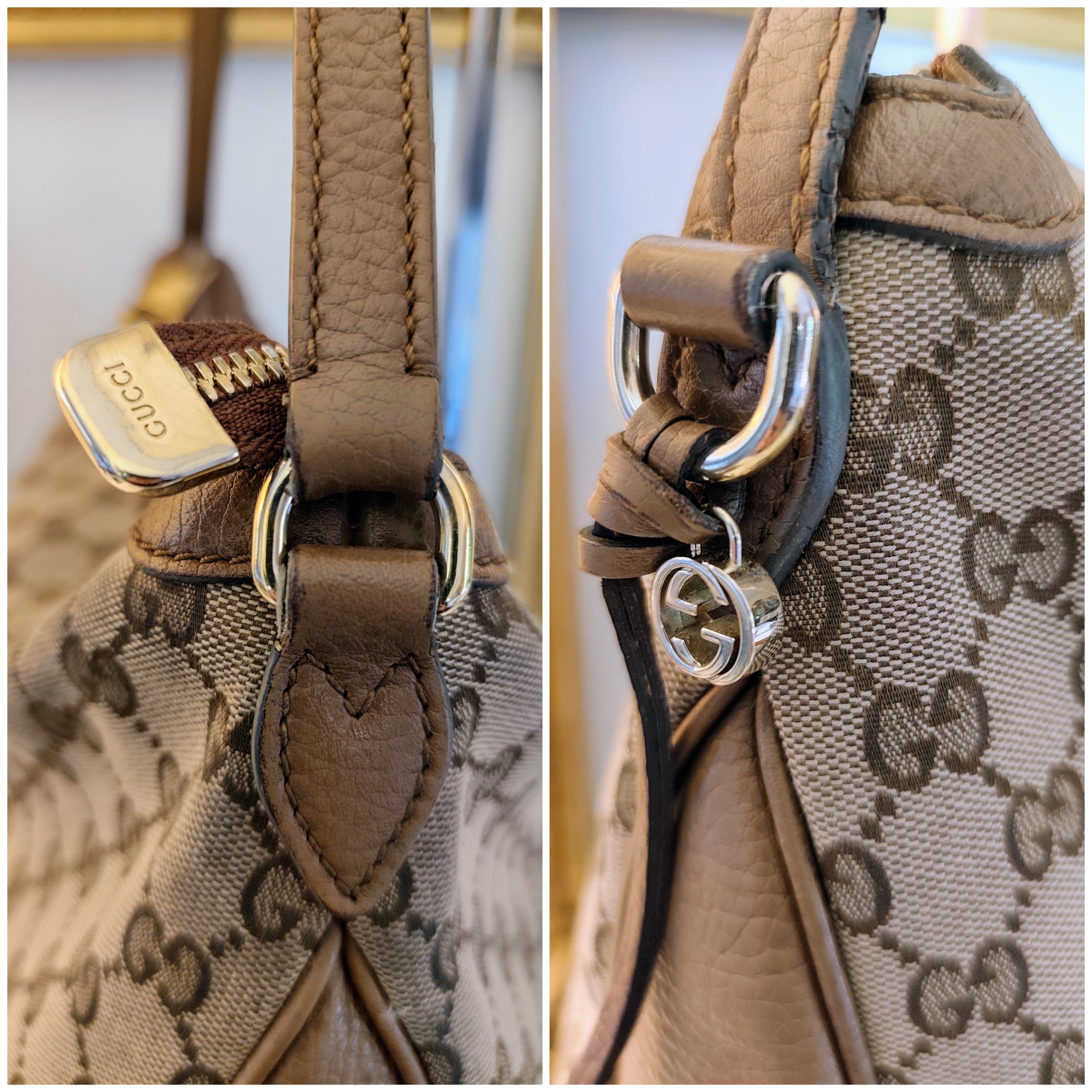 Gucci – Bree Shopper Hobo Tessuto “GG” Beige e Pelle cammello