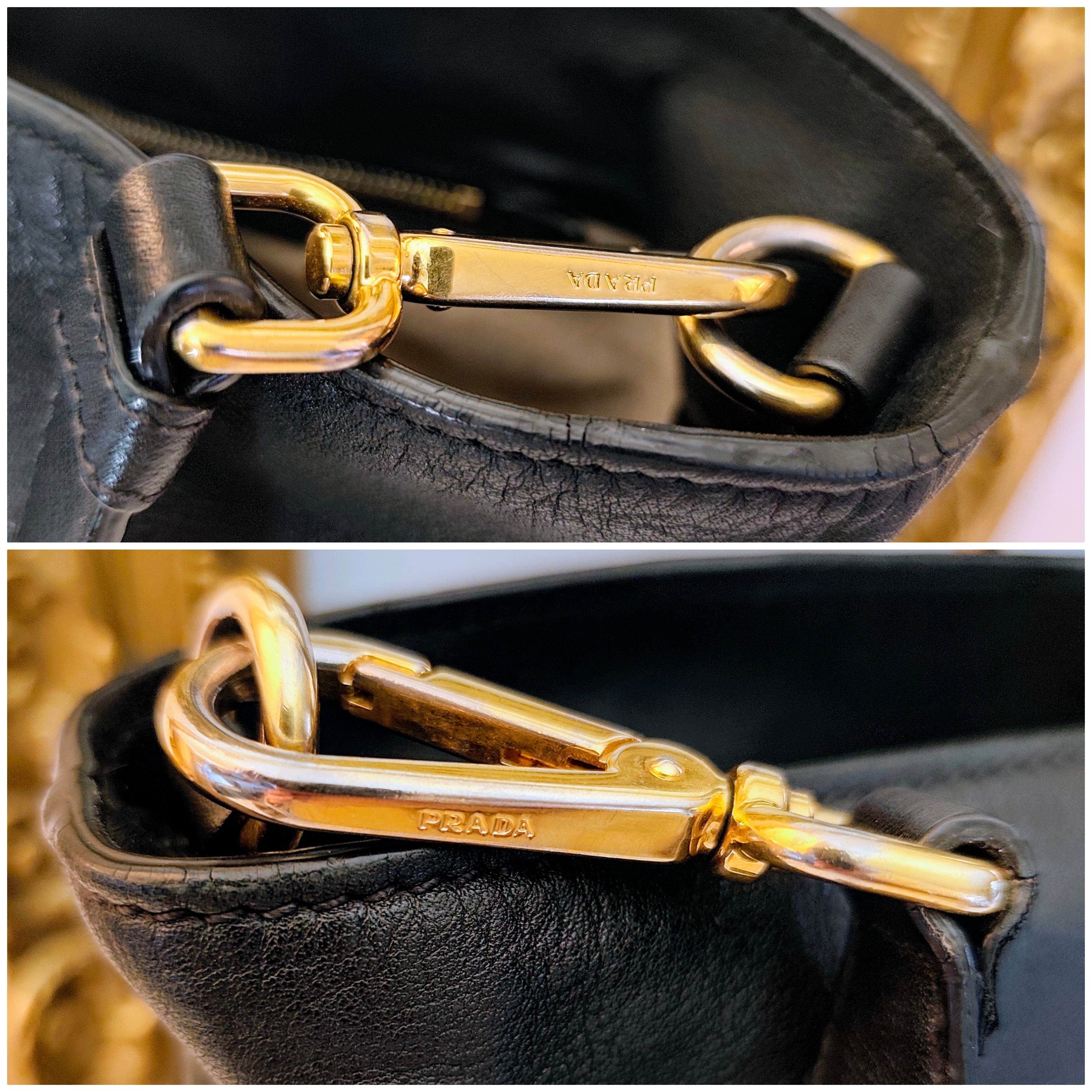 Prada - Shopper a spalla in Pelle Spazzolata Nera con tracolla