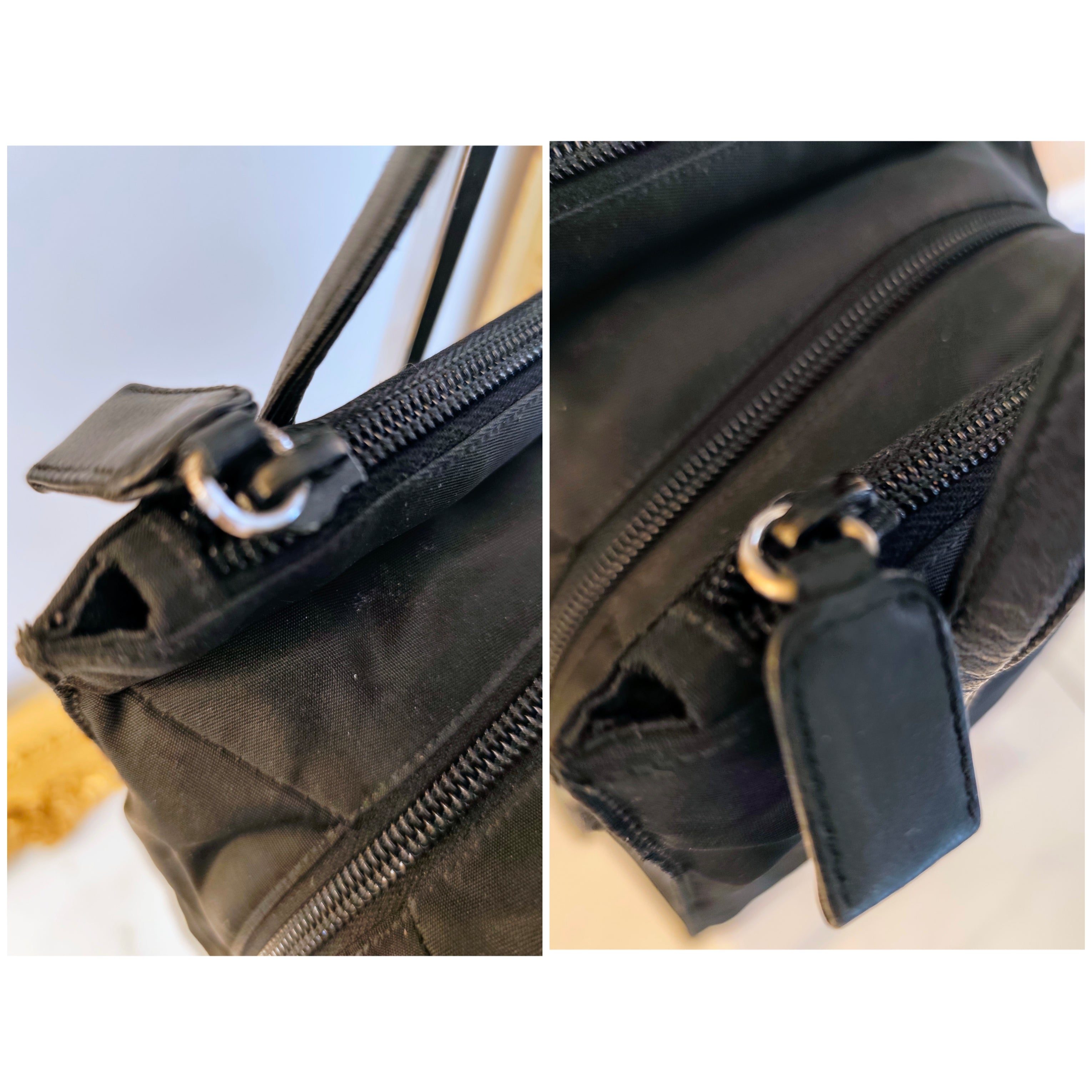 Prada – Mini Tote Bag Vintage in Re-Nylon Nero e Pelle