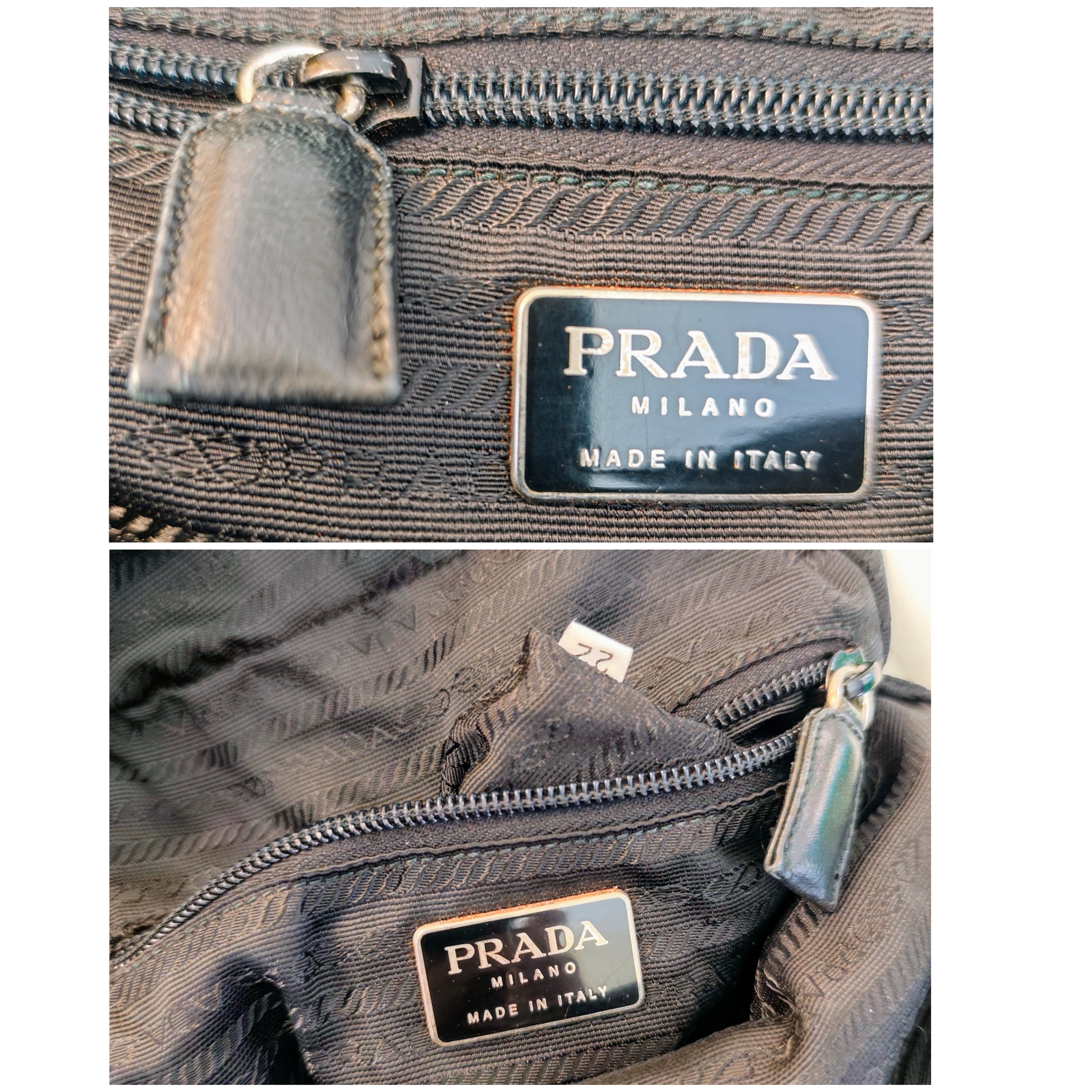 Prada – Mini Tote Bag Vintage in Re-Nylon Nero e Pelle