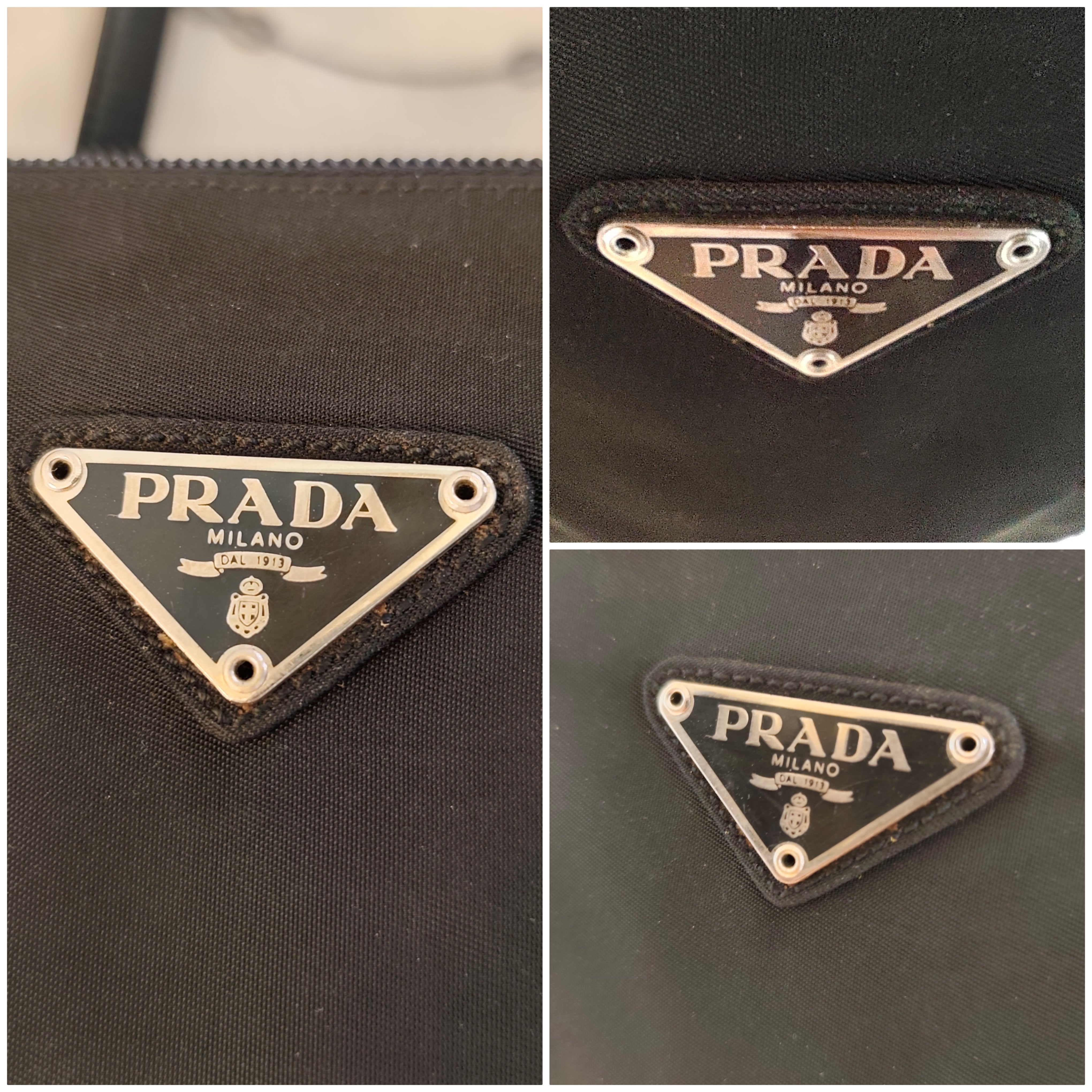 Prada – Mini Tote Bag Vintage in Re-Nylon Nero e Pelle