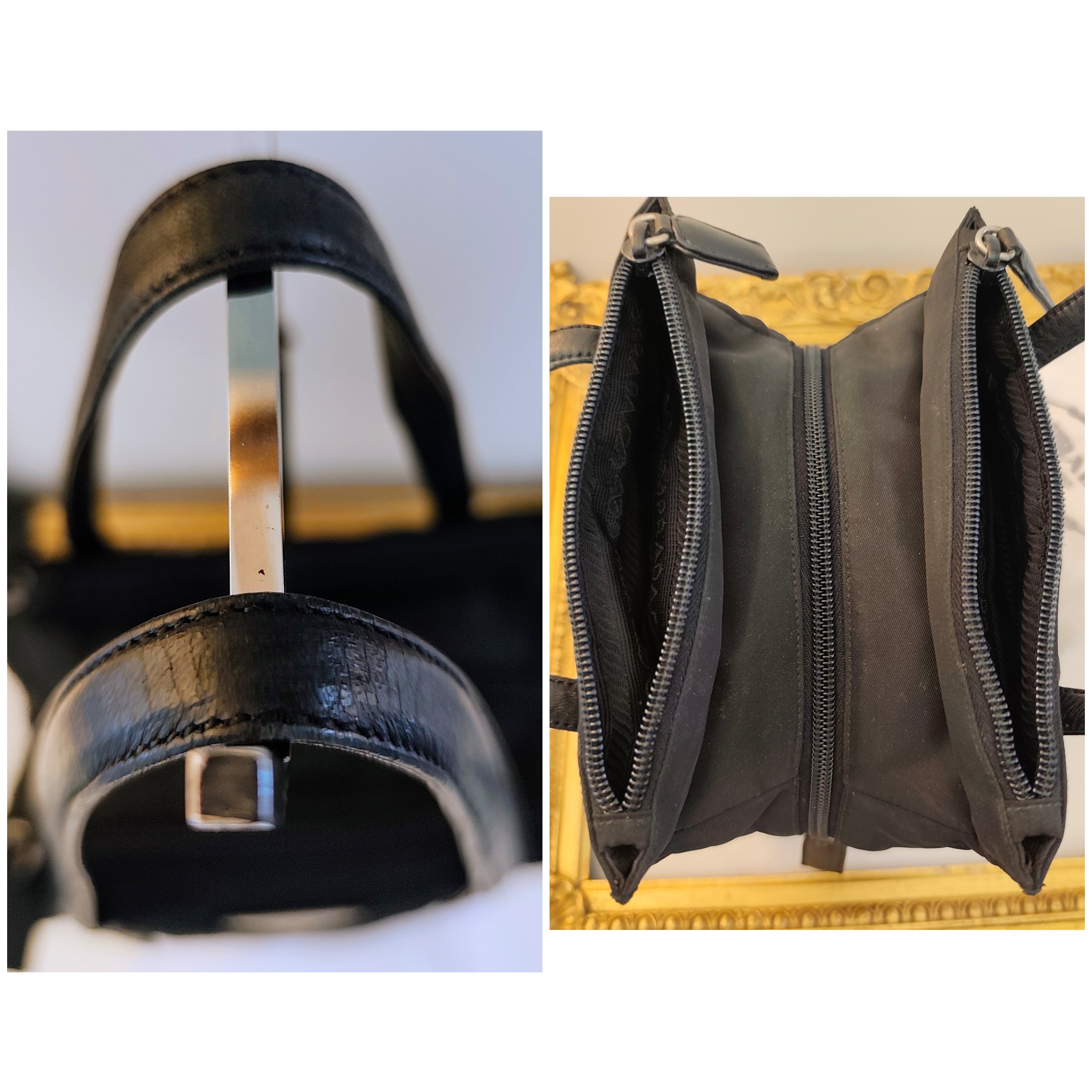 Prada – Mini Tote Bag Vintage in Re-Nylon Nero e Pelle