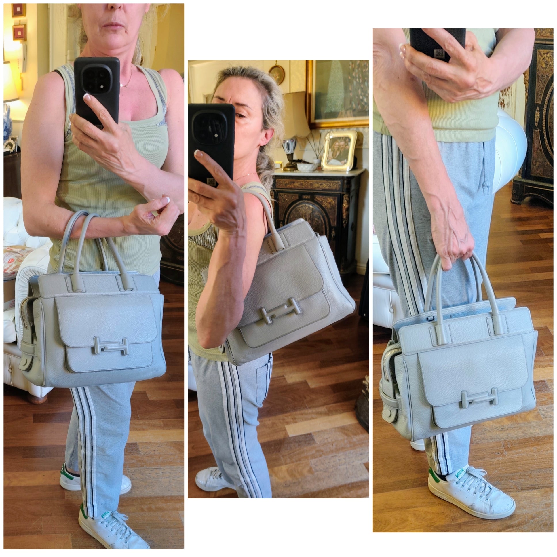 Tod’s – Borsa “Double T” Pelle Azzurro Polvere