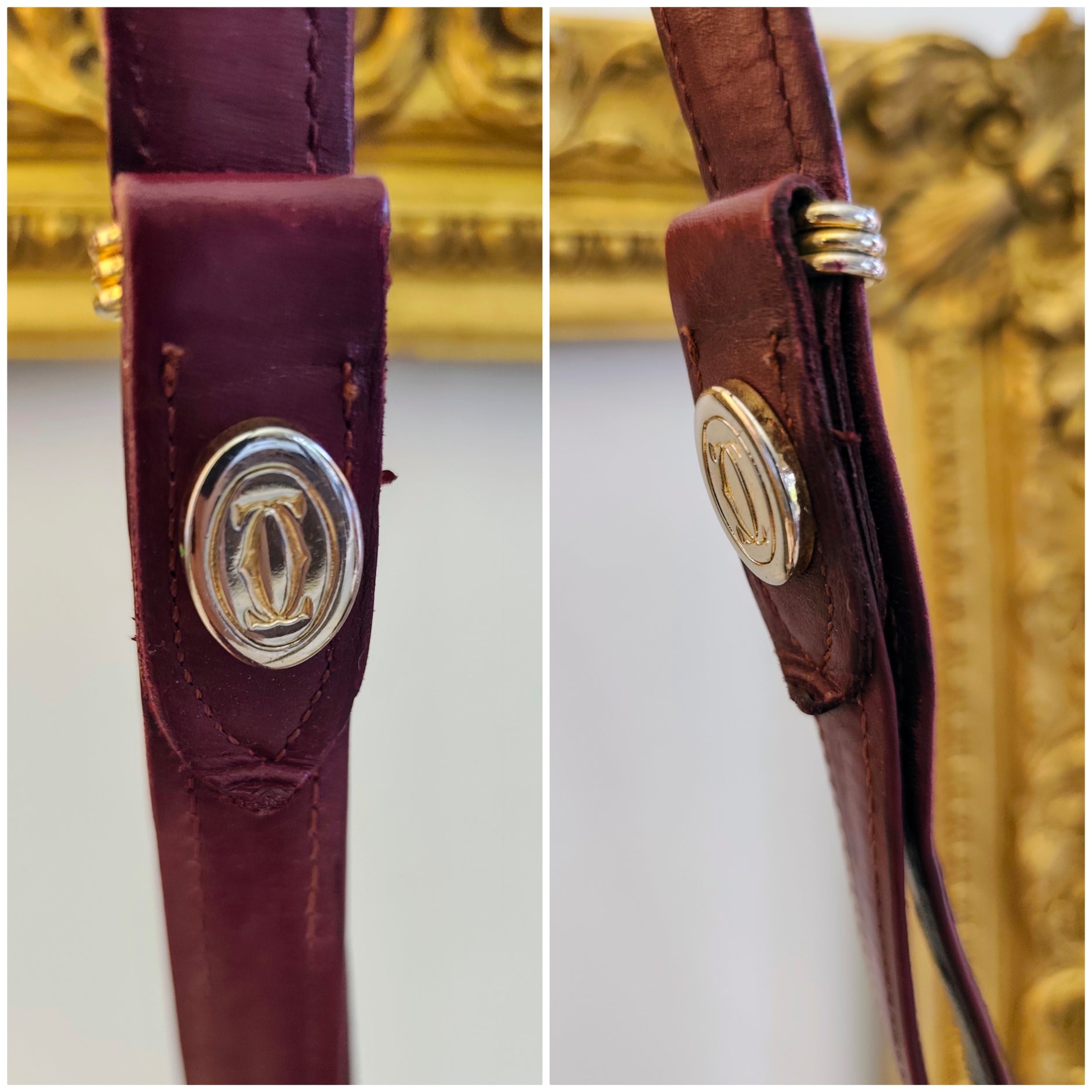 Cartier – Borsa Camera Bag Vintage a Tracolla in Pelle Bordeaux