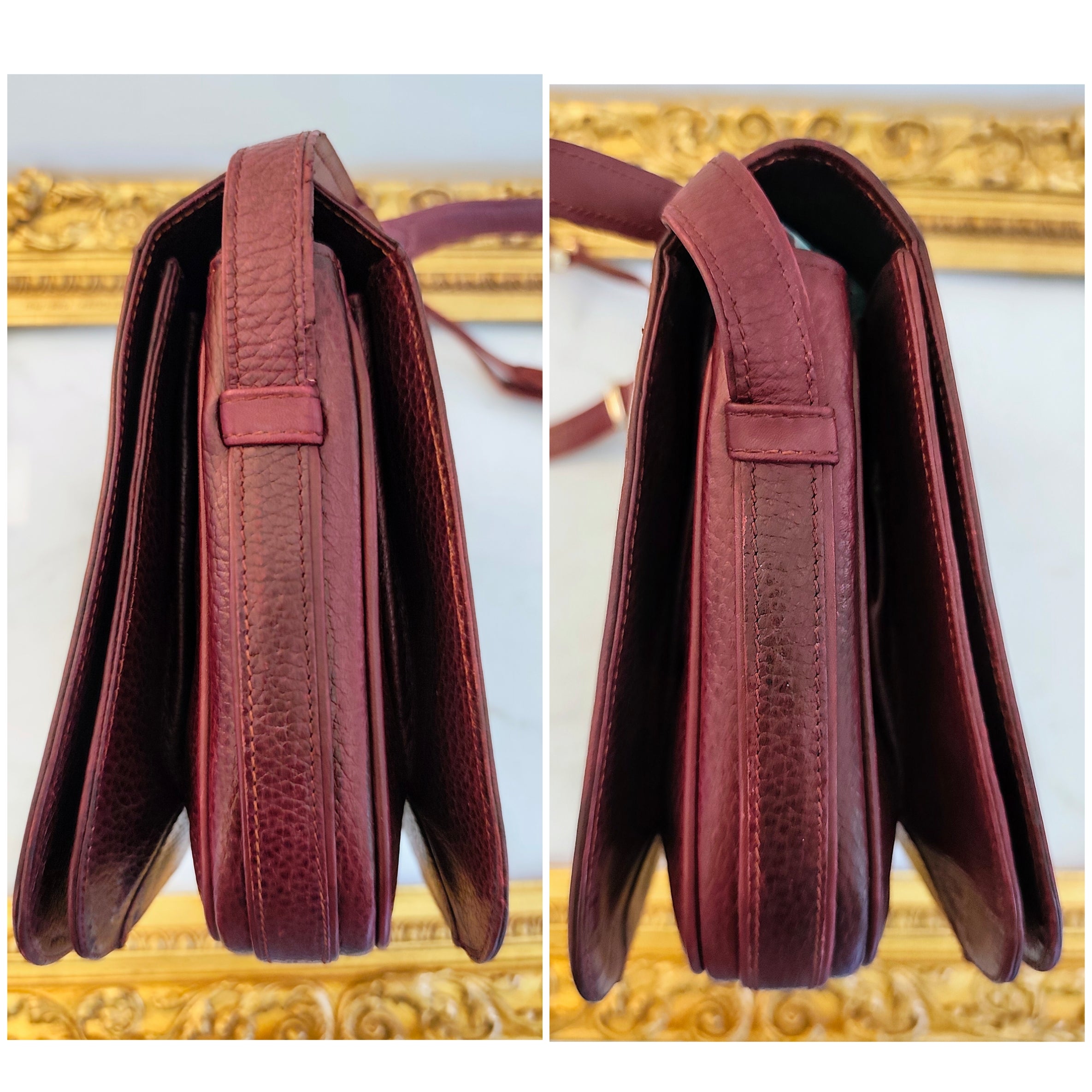 Cartier – Borsa Camera Bag Vintage a Tracolla in Pelle Bordeaux