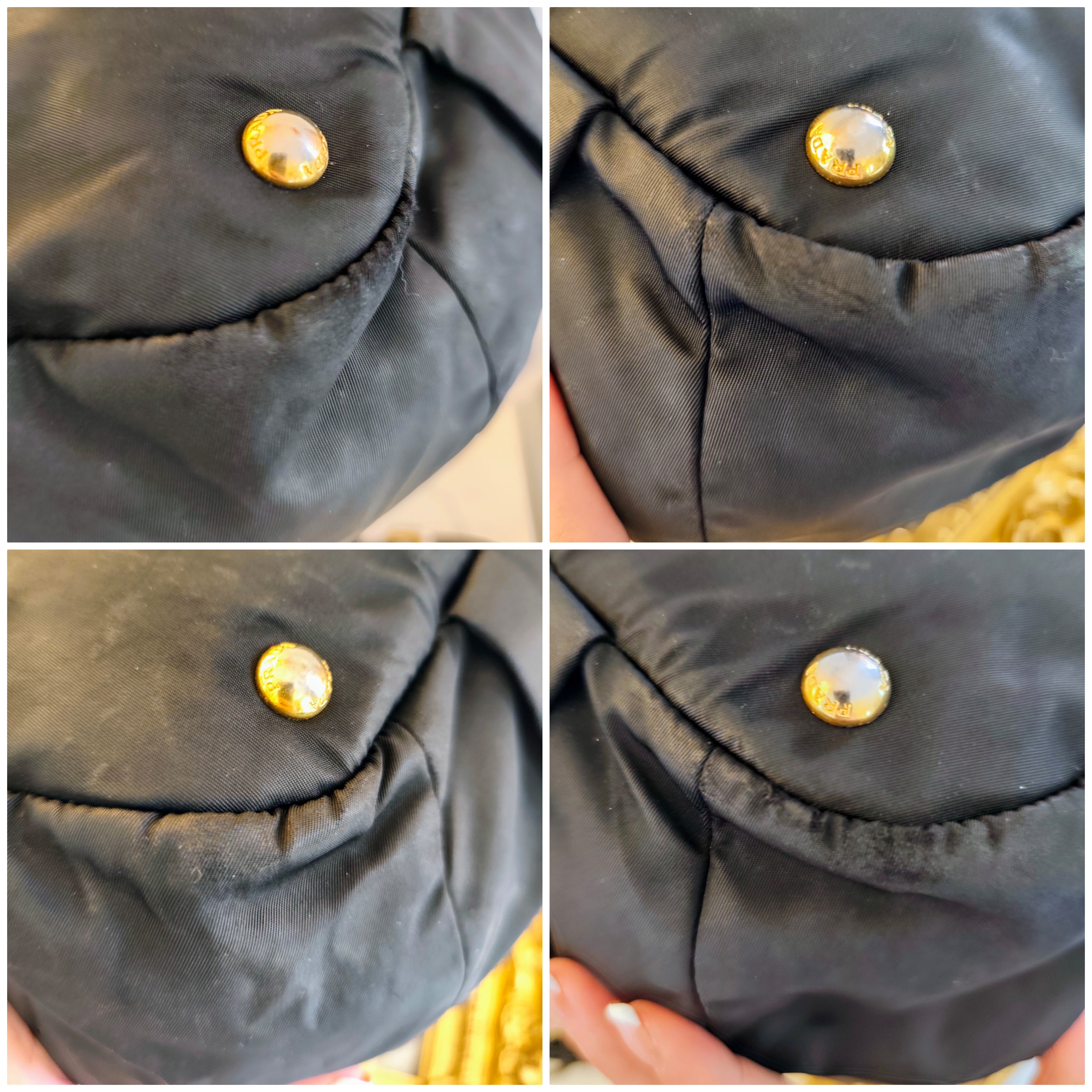Prada – Borsa Shopper in Nylon e Pelle Nera con Logo Triangolo e Tracolla