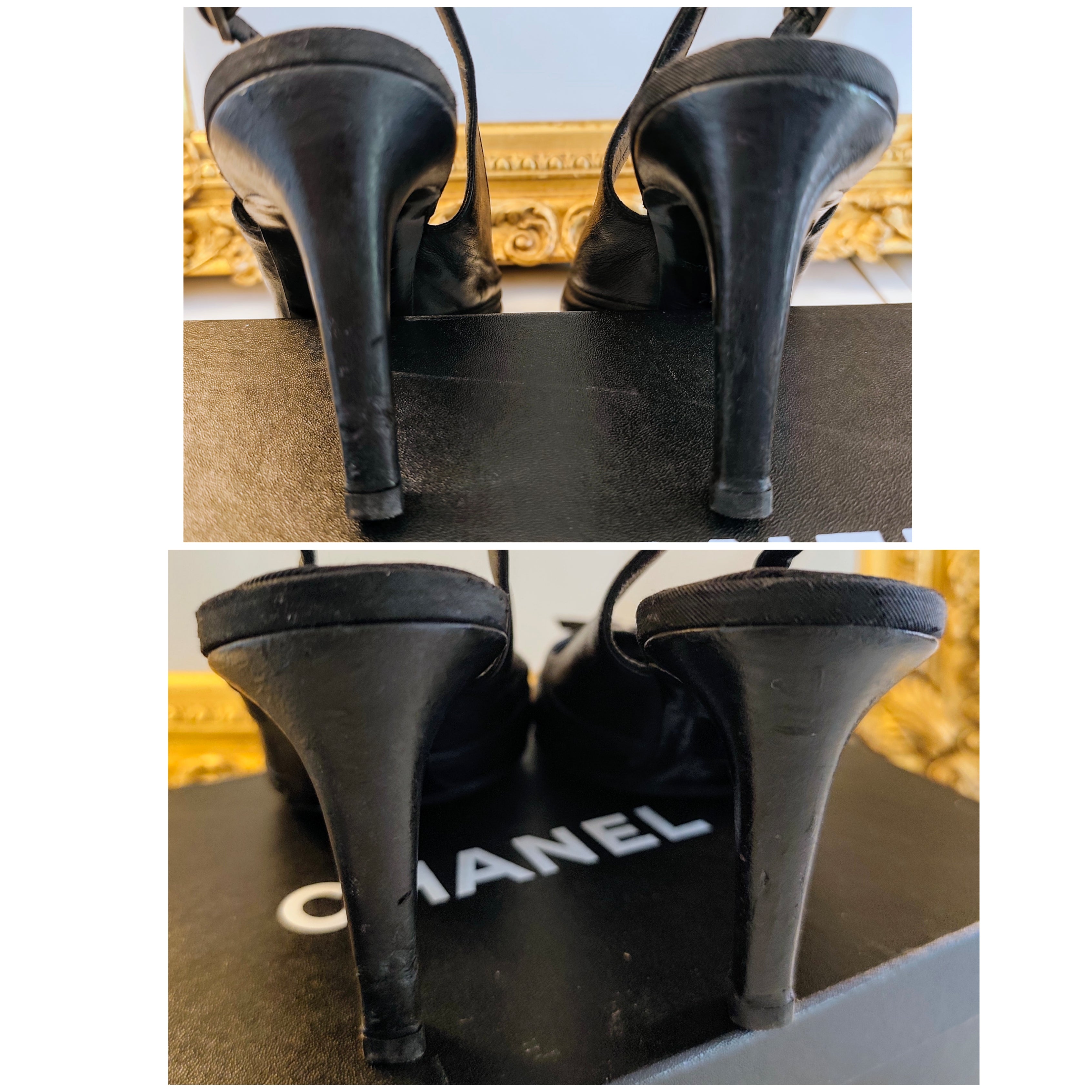 Chanel – Slingback Décolleté in Pelle Nera con Tacco