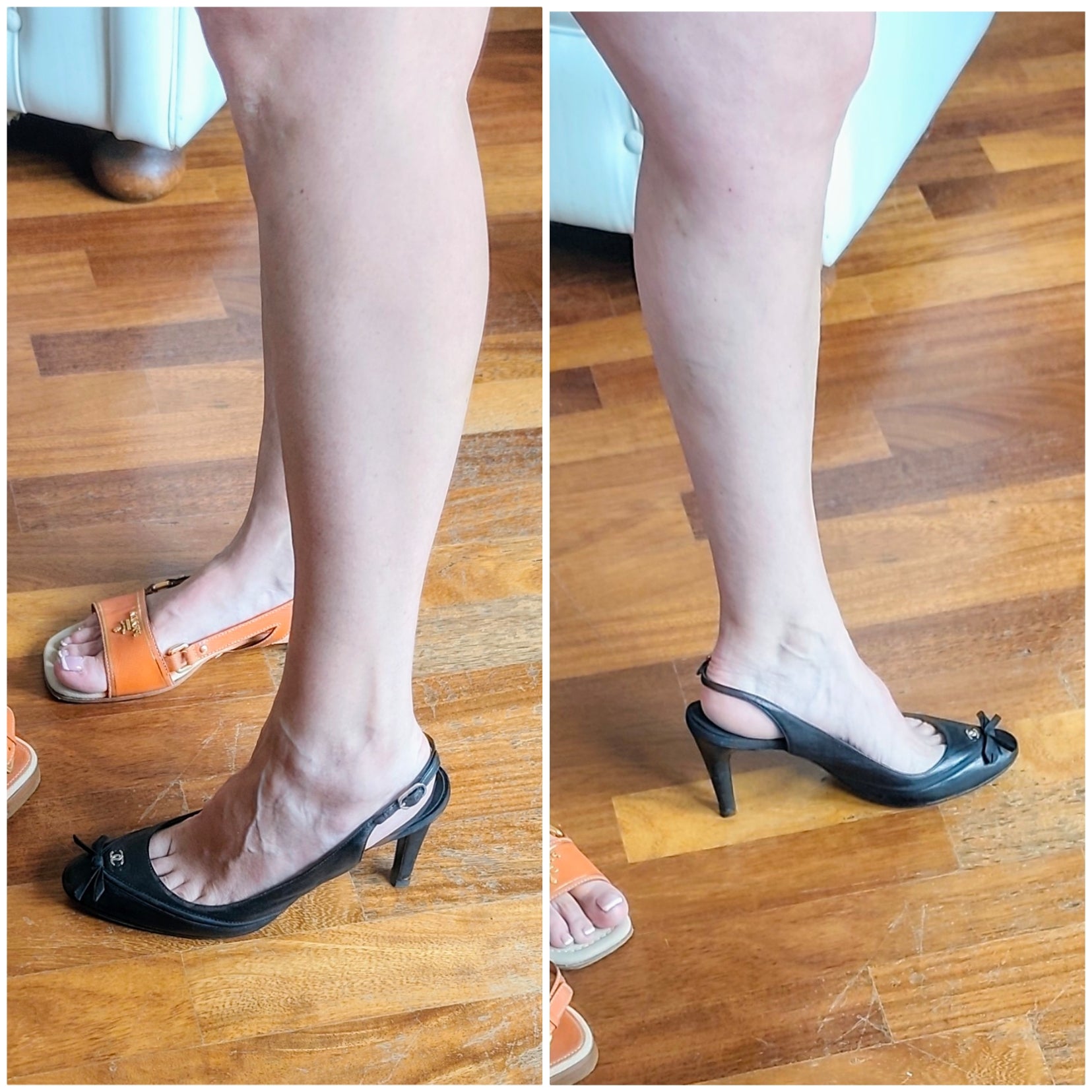 Chanel – Slingback Décolleté in Pelle Nera con Tacco
