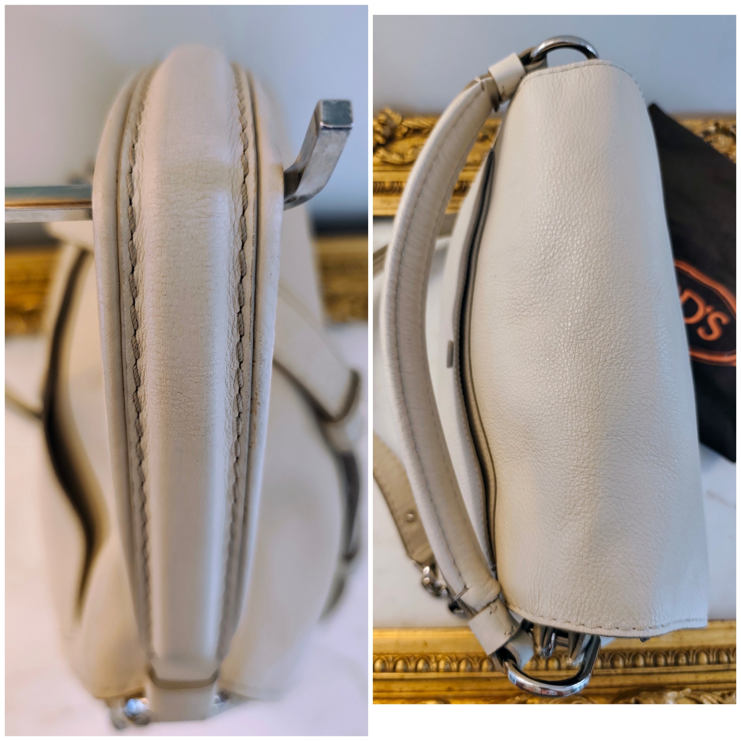 Tod’s – Tote Bag "Double T" a Spalla in Pelle Avorio
