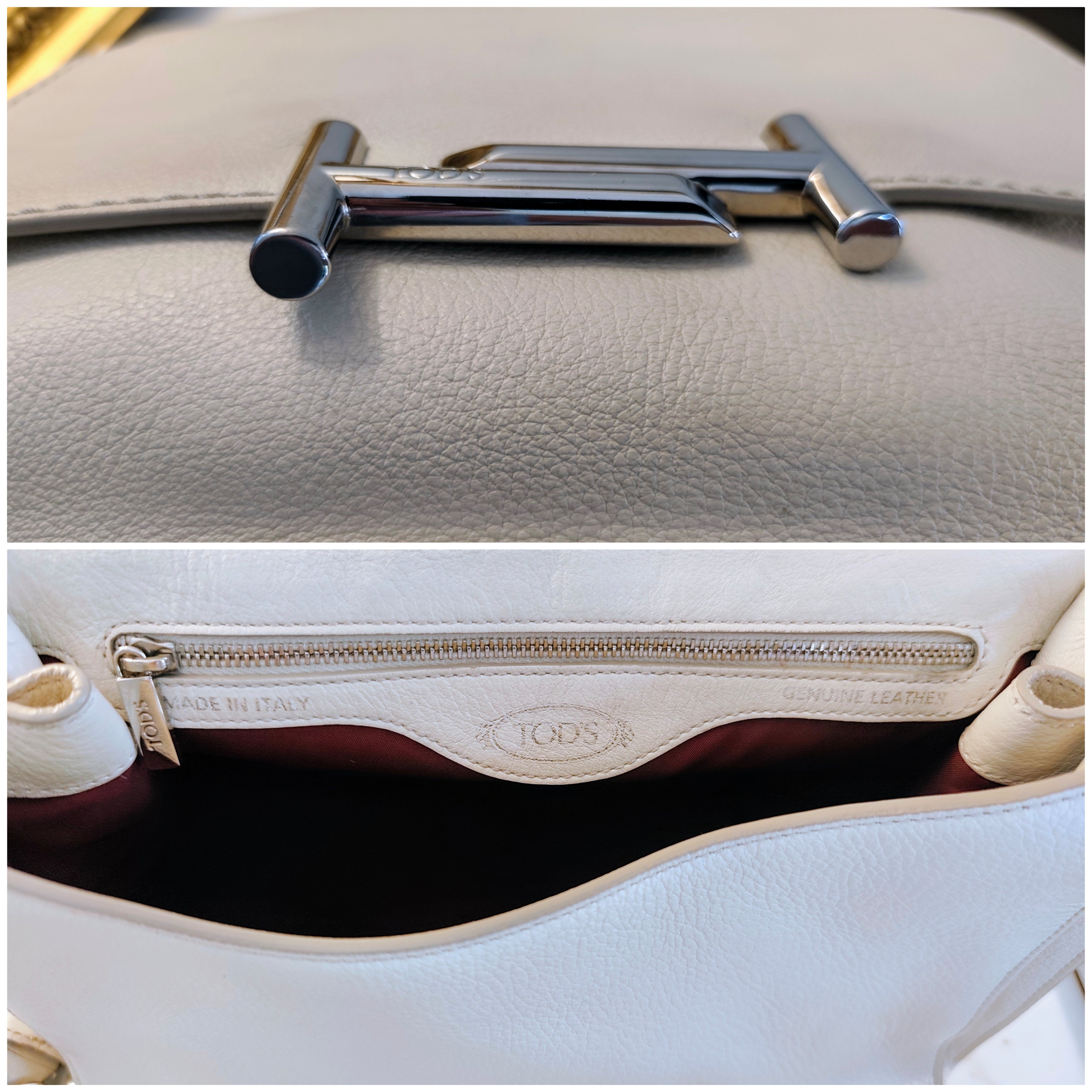 Tod’s – Tote Bag "Double T" a Spalla in Pelle Avorio