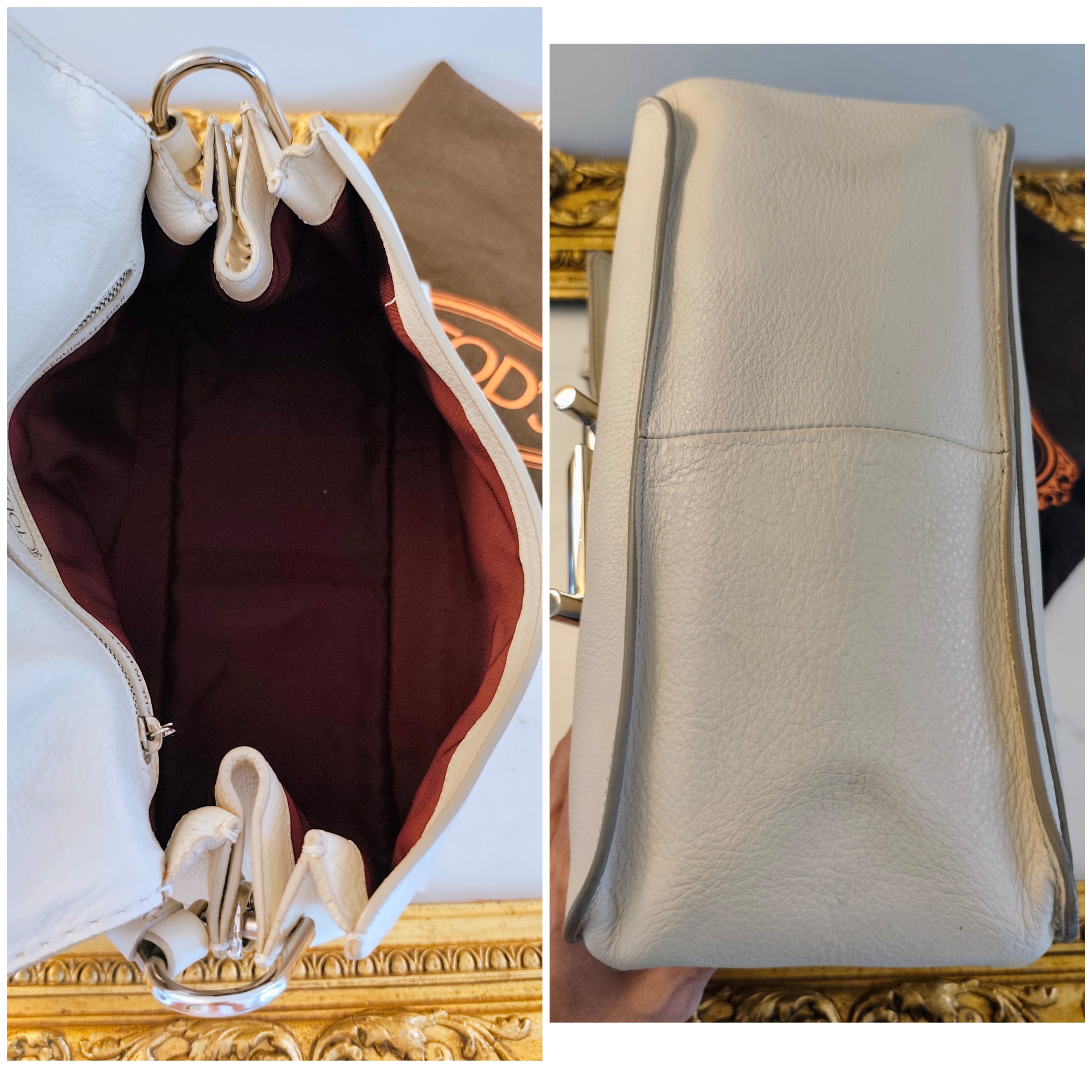 Tod’s – Tote Bag "Double T" a Spalla in Pelle Avorio