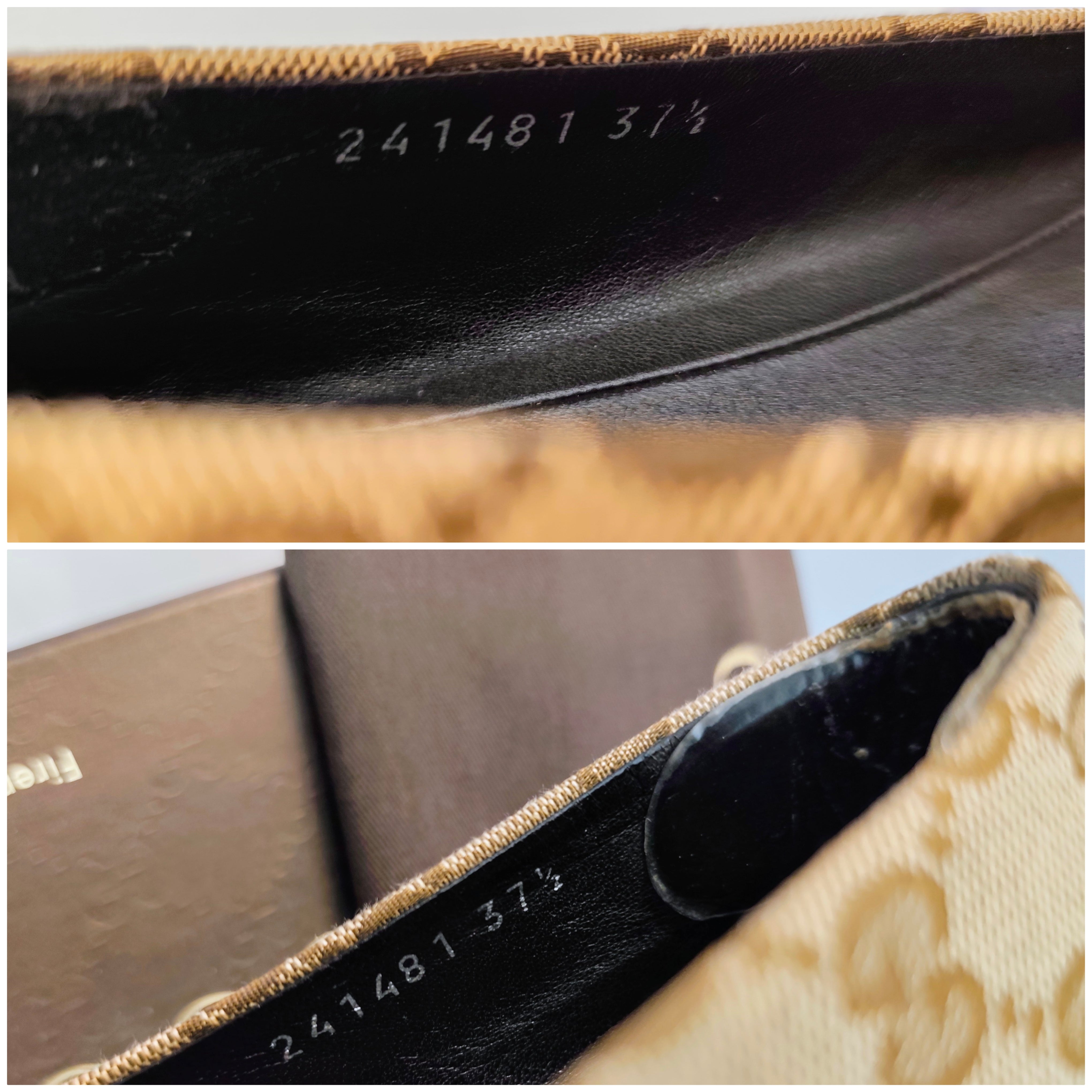 Gucci – Ballerine Tessuto “GG” Beige con Fiocchi e Charm Bamboo Pari al Nuovo Full Set