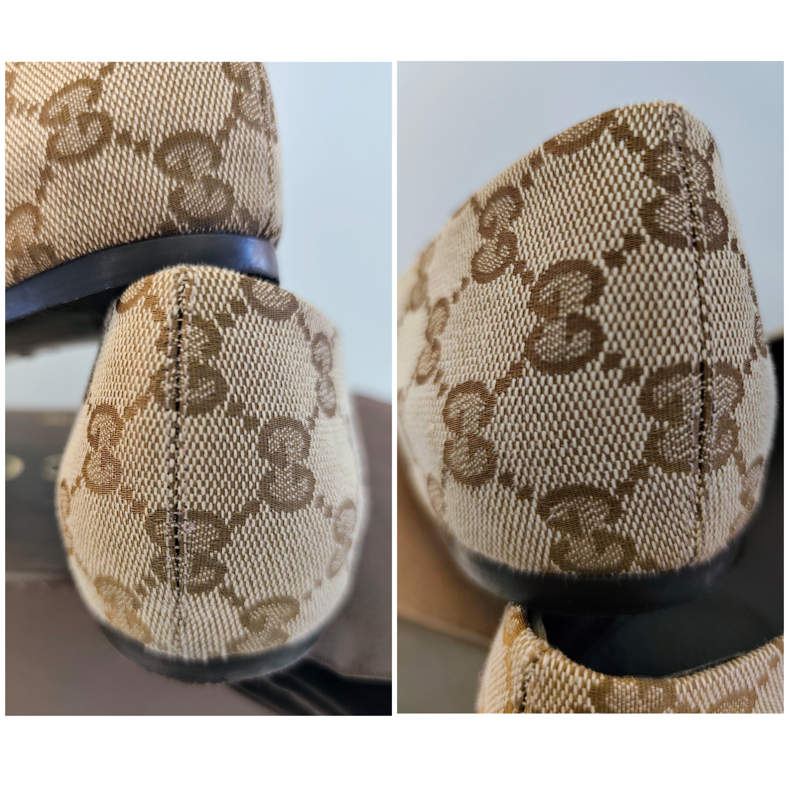 Gucci – Ballerine Tessuto “GG” Beige con Fiocchi e Charm Bamboo Pari al Nuovo Full Set