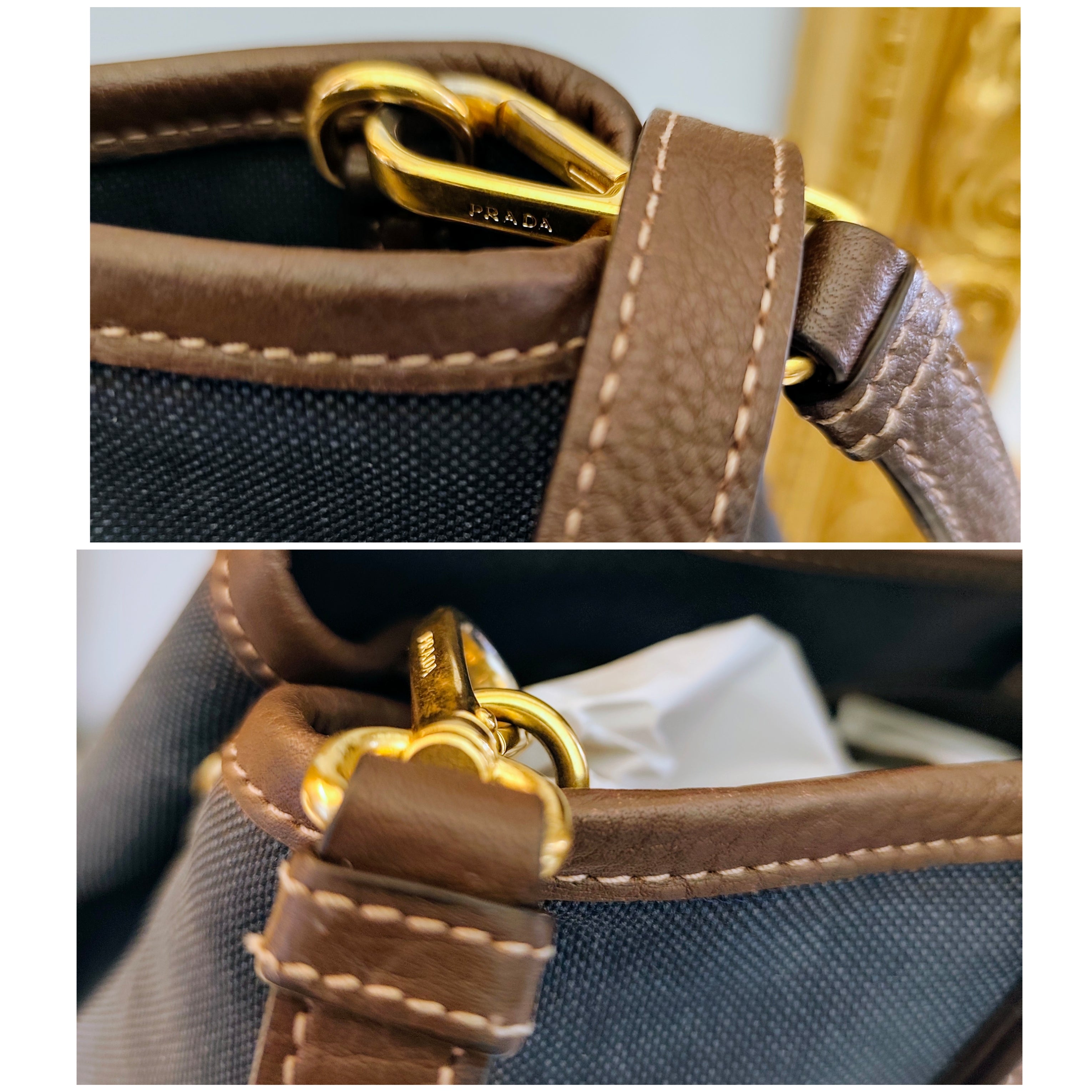 Prada – Tote Bag Media Logo Jacquard Tessuto Denim e inserti in Pelle