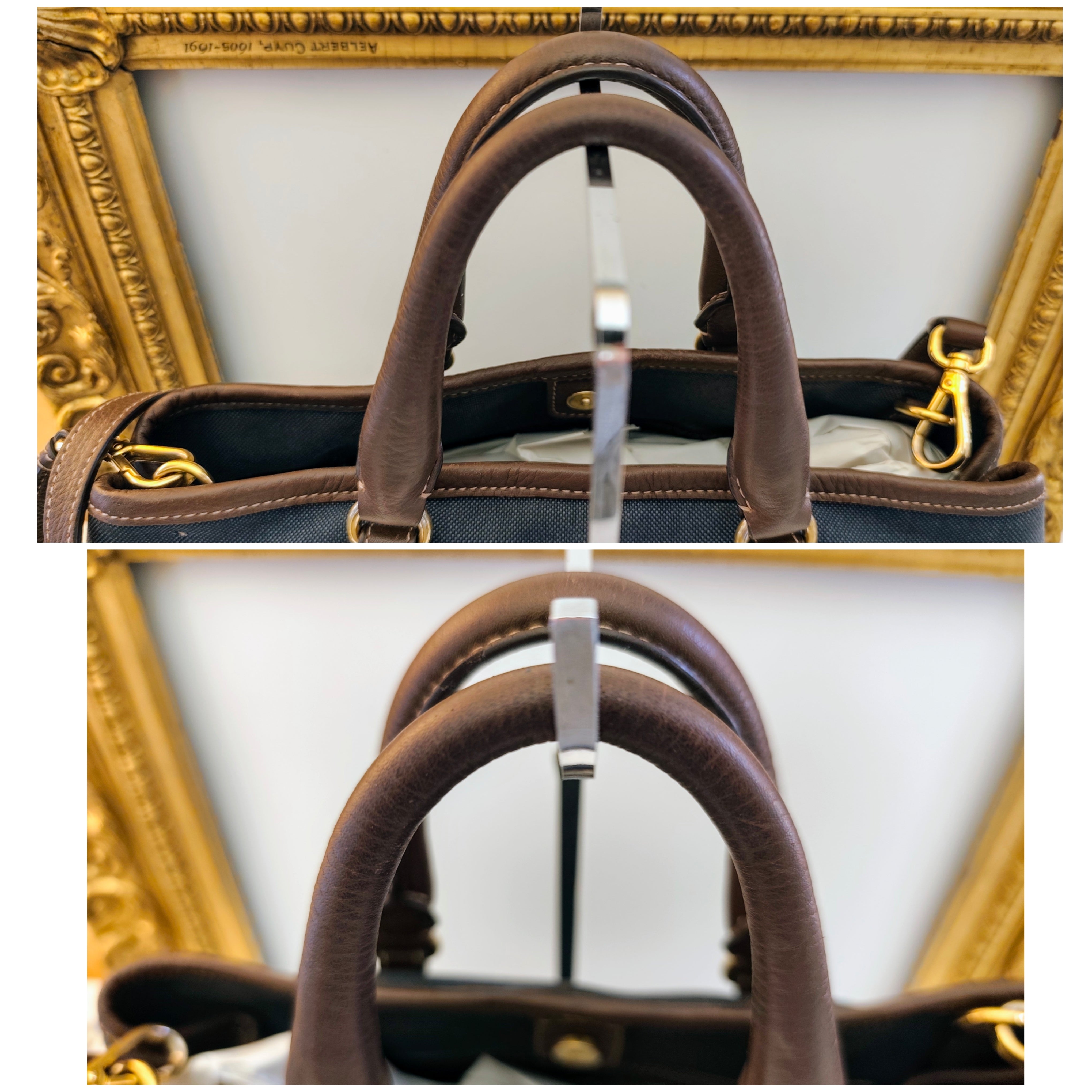 Prada – Tote Bag Media Logo Jacquard Tessuto Denim e inserti in Pelle