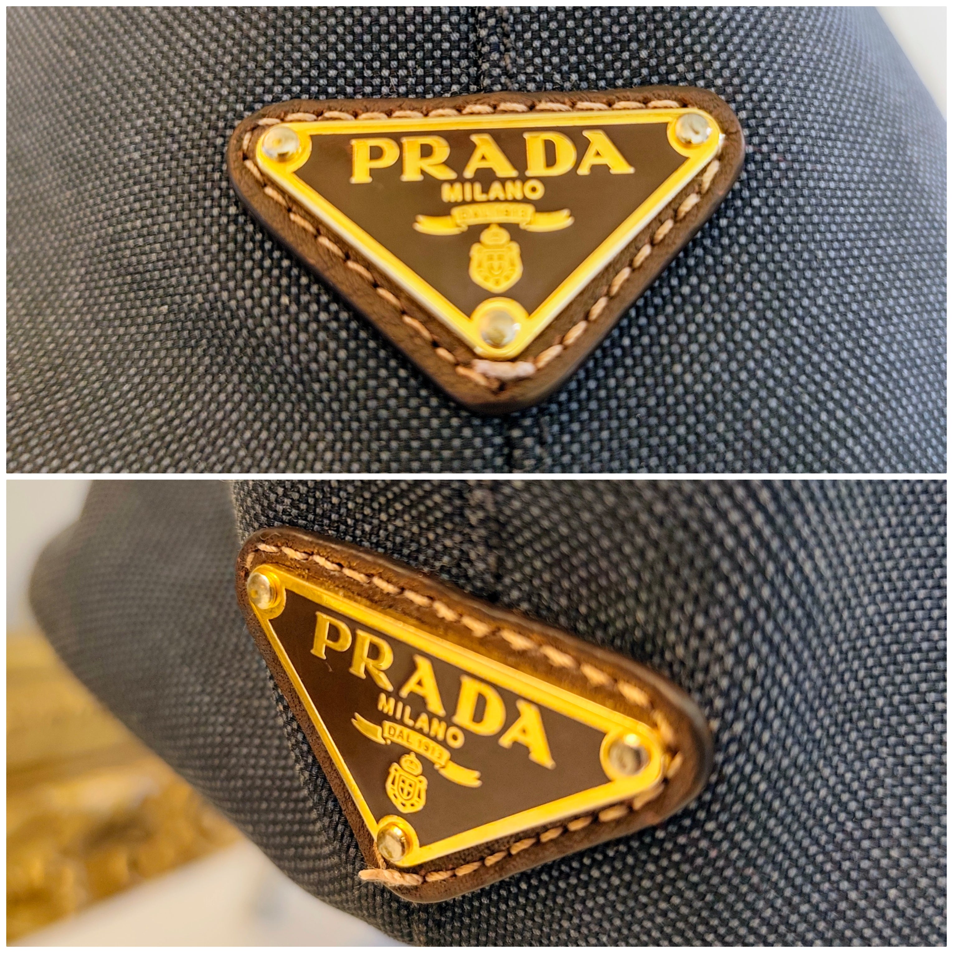 Prada – Tote Bag Media Logo Jacquard Tessuto Denim e inserti in Pelle